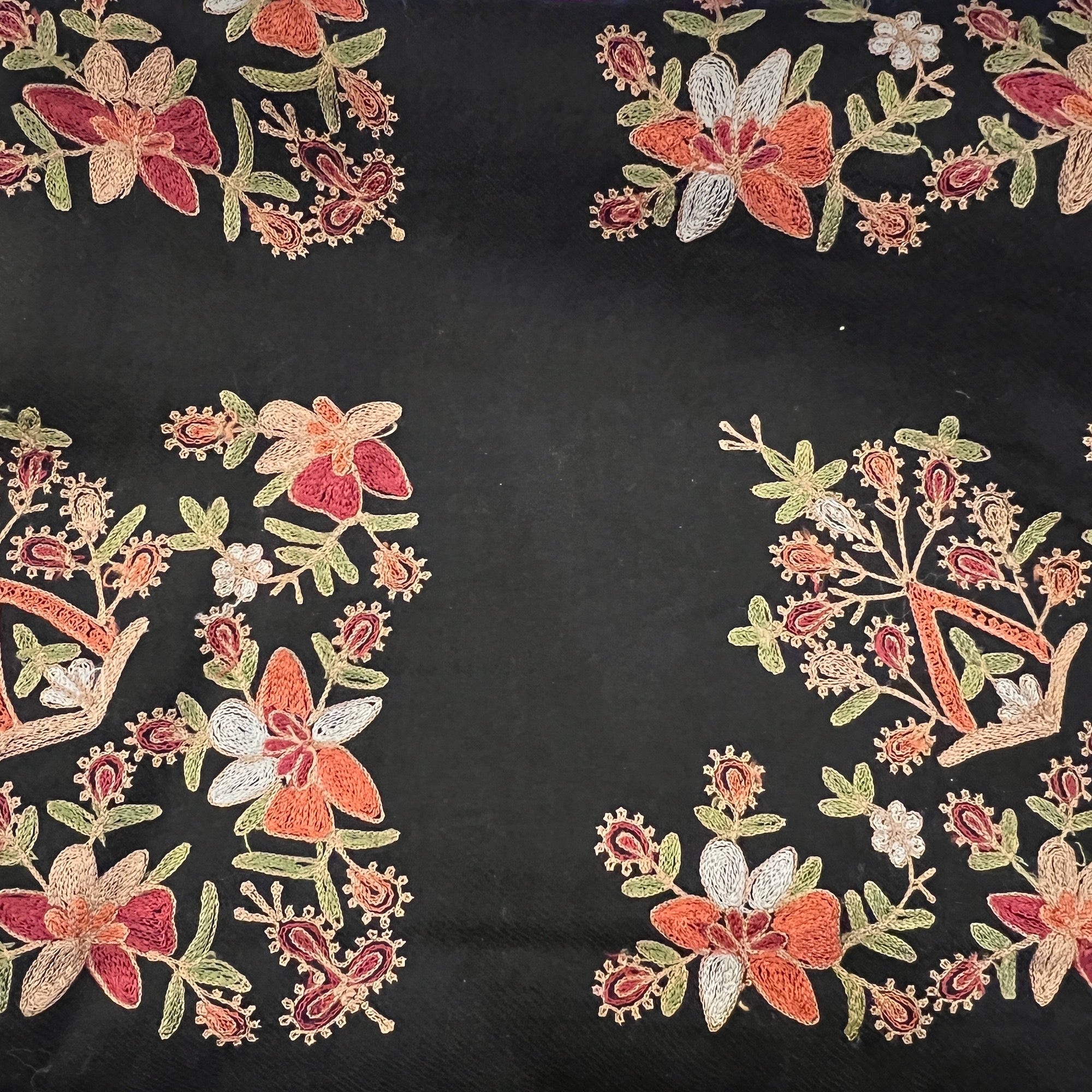 Black Embroidered  Woolen Shawl - Vintage India NYC