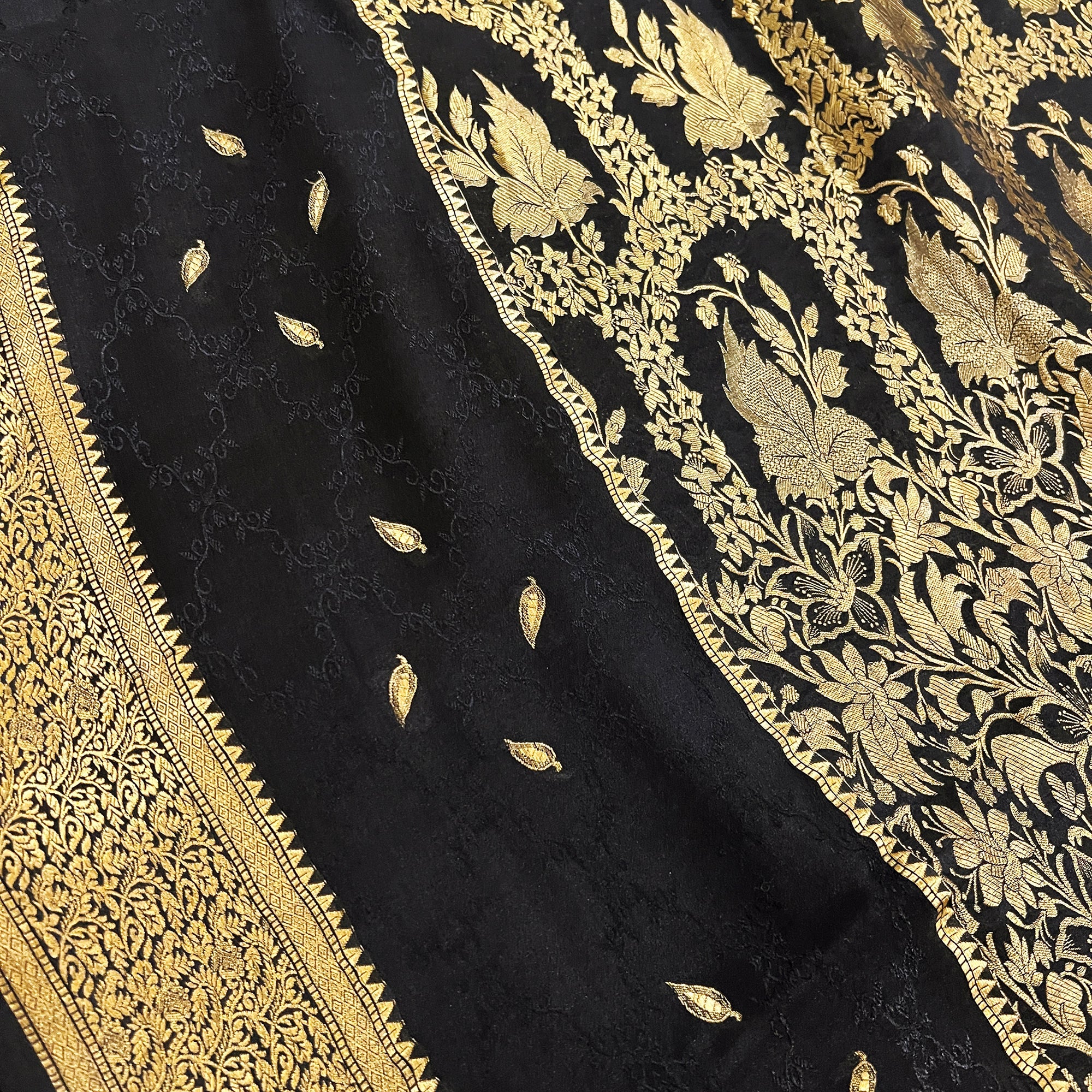 Vintage Black Silk Georgette Saree - Vintage India NYC