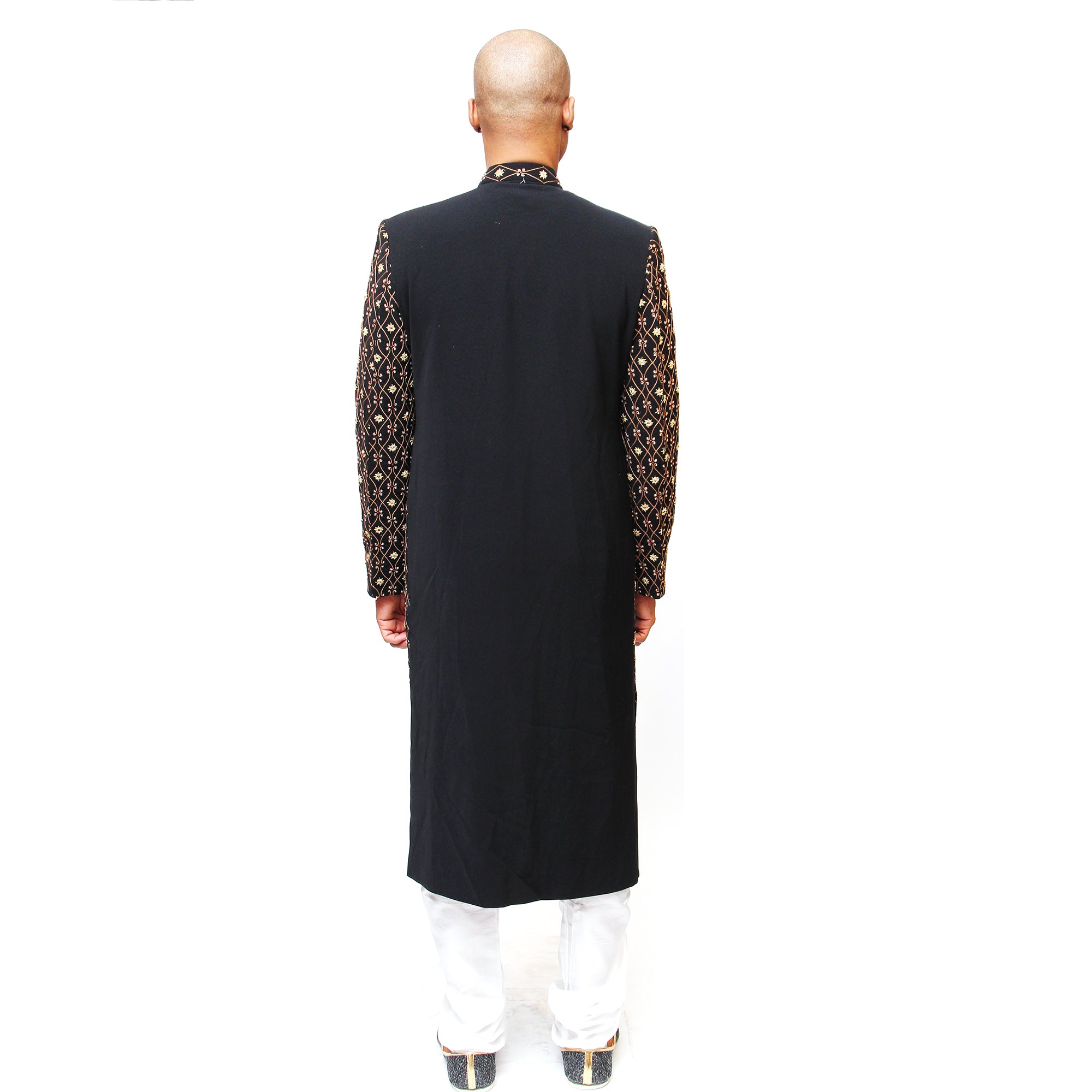 Black Sherwani with Heavy Beadwork - Vintage India NYC