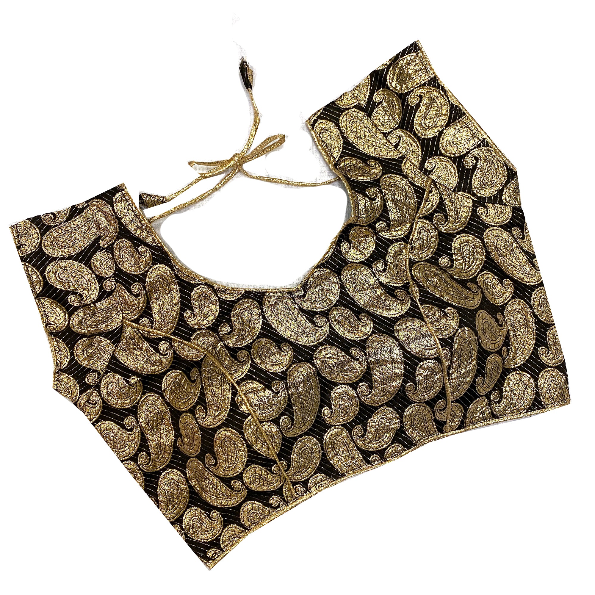 Black & Gold Paisley Saree Blouse - Vintage India NYC