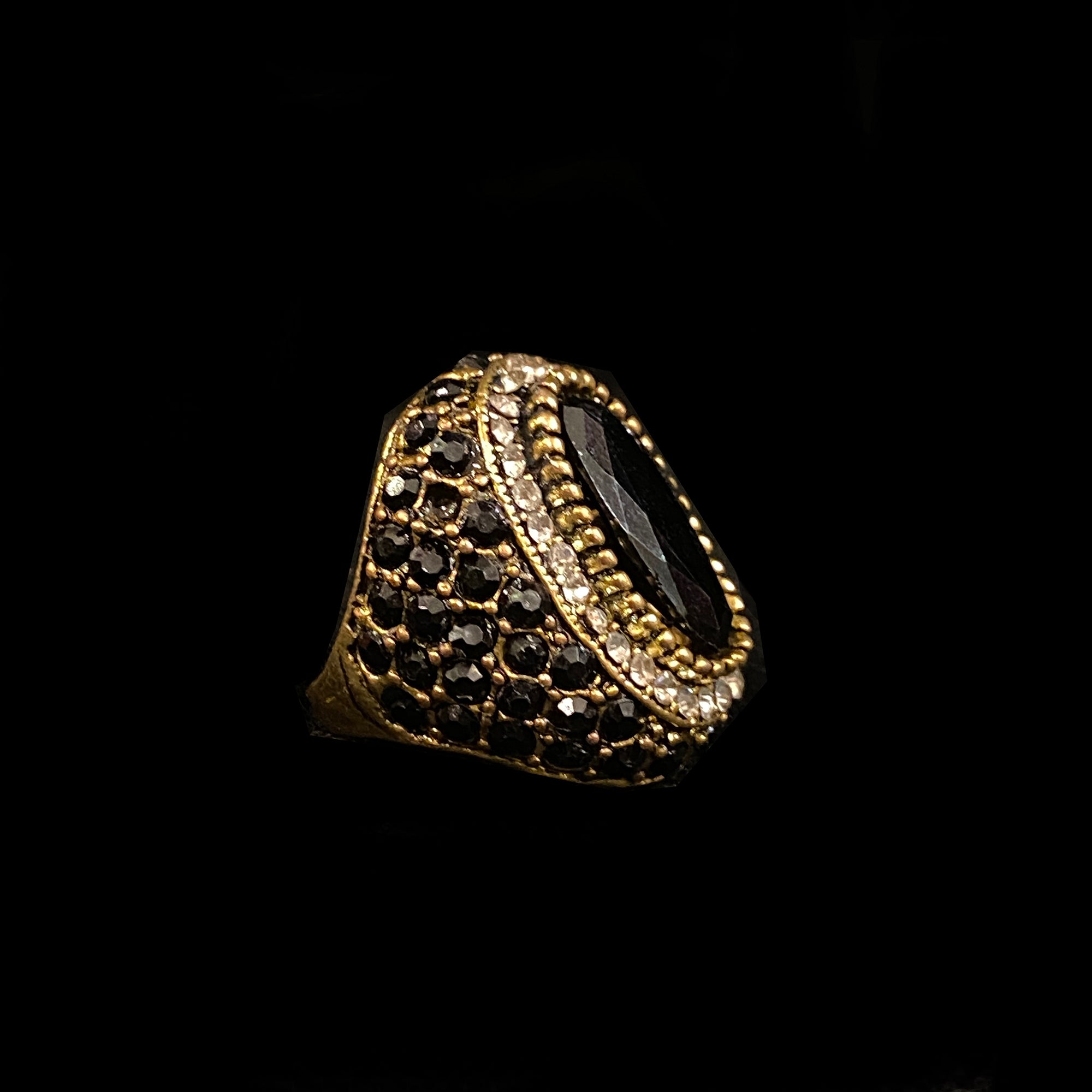 Black Cocktail Ring-3 styles - Vintage India NYC