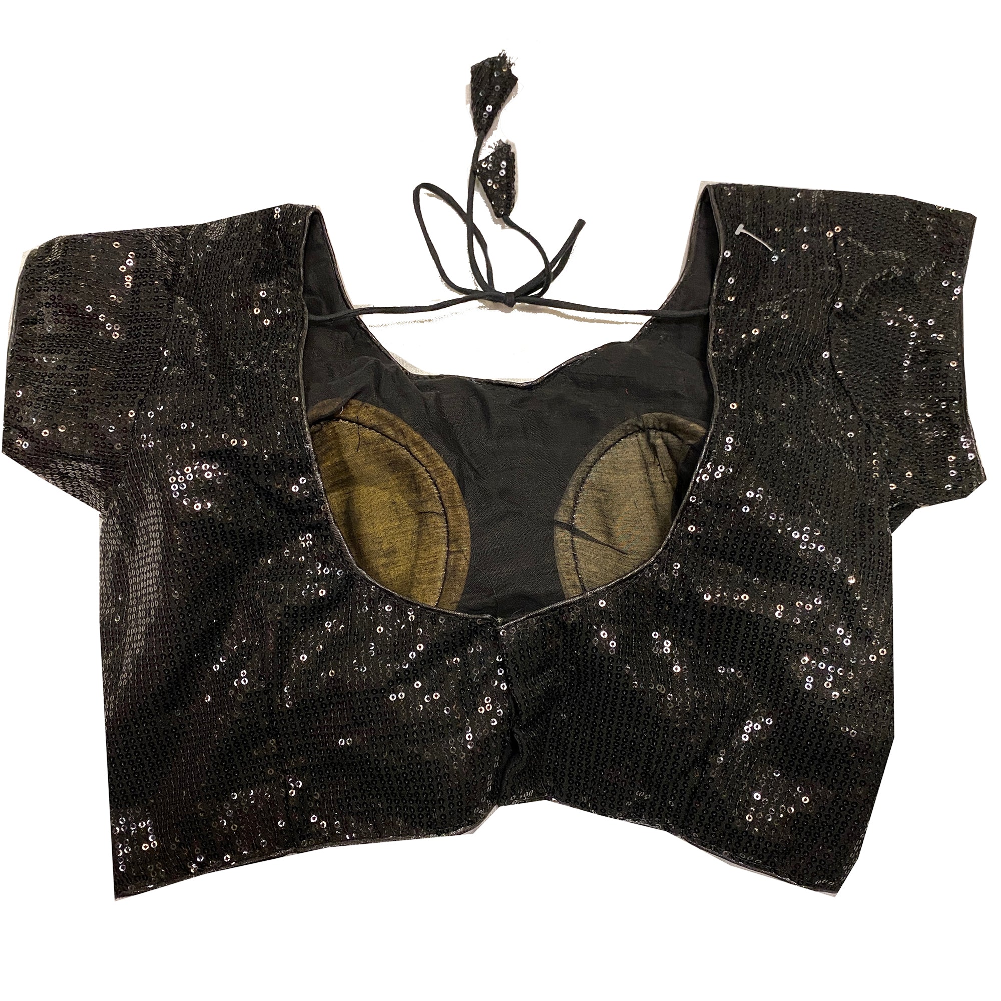 Black Sequin Saree Blouse - Vintage India NYC