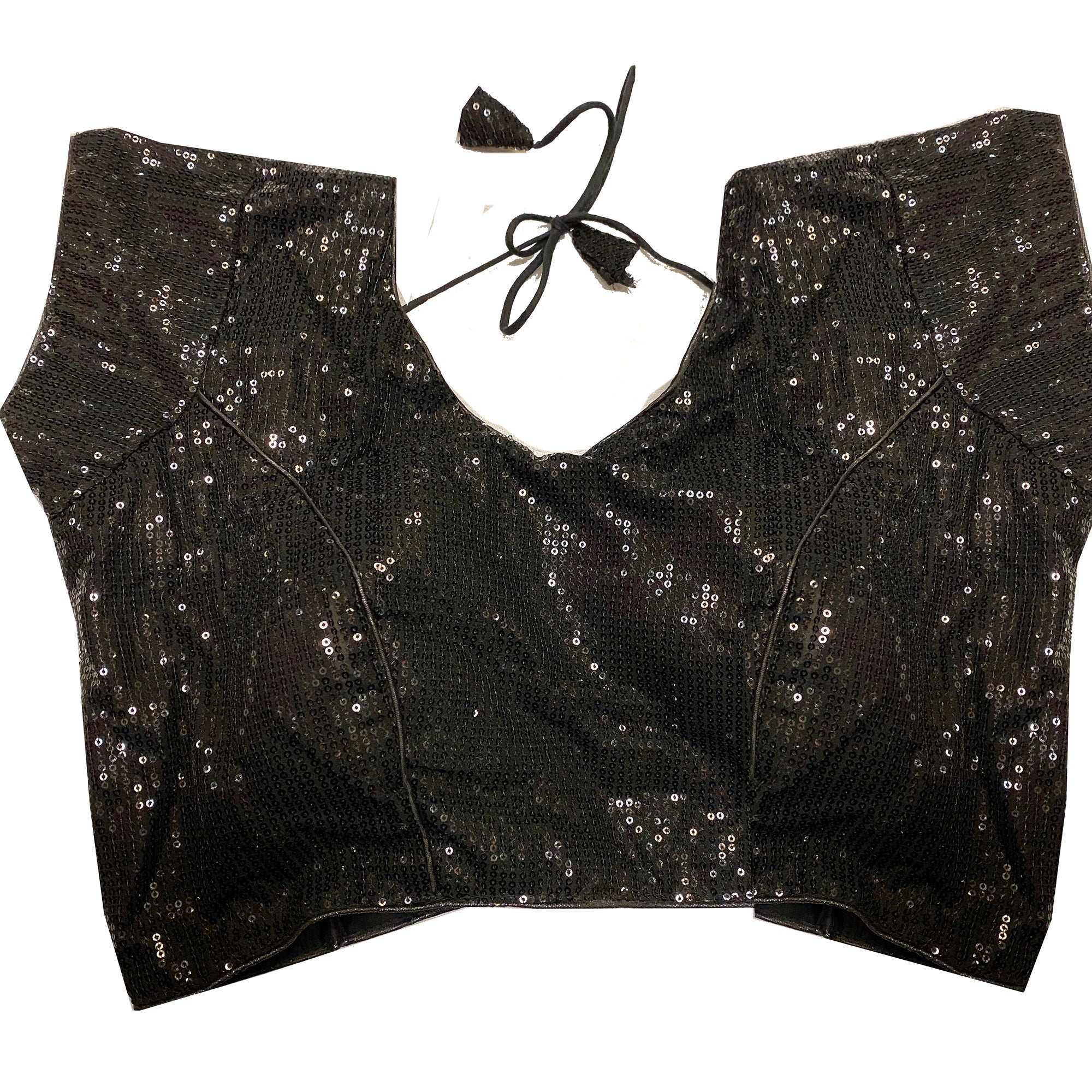 Black Sequin Saree Blouse - Vintage India NYC