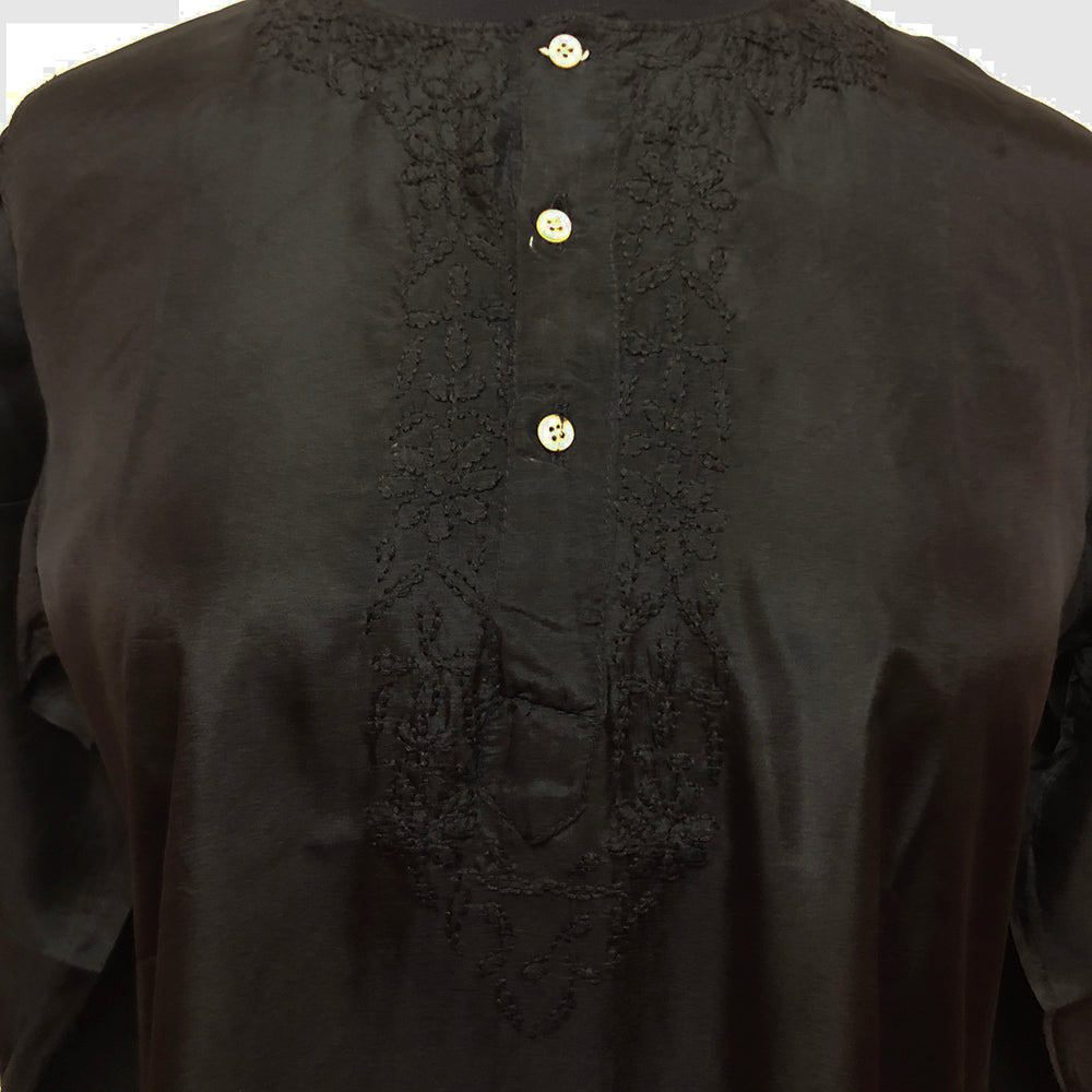 Black Silk Tops - Vintage India NYC