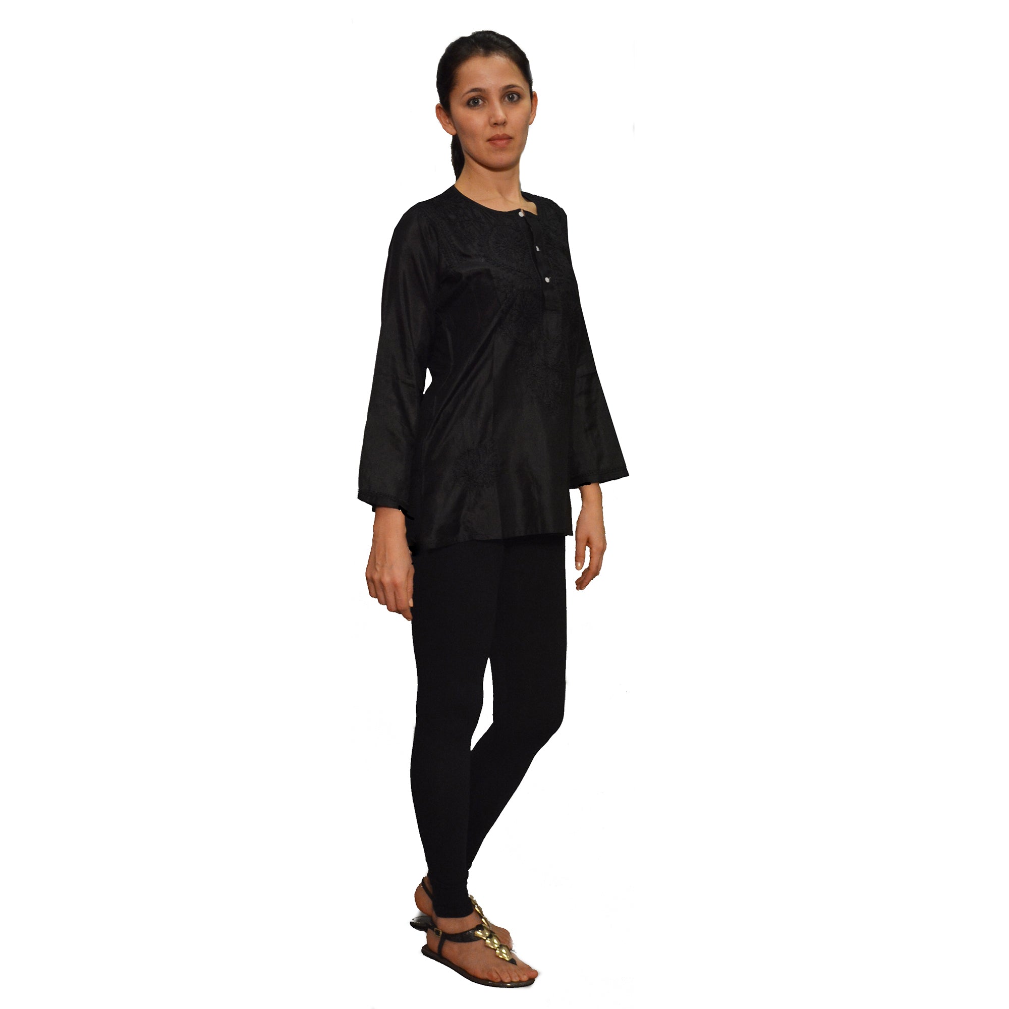 Black Silk Tops - Vintage India NYC