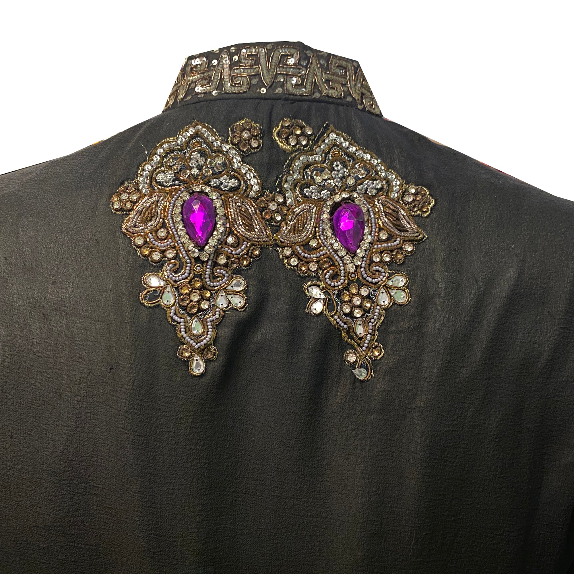 Black Sun Sherwani with Hand Beading - Vintage India NYC