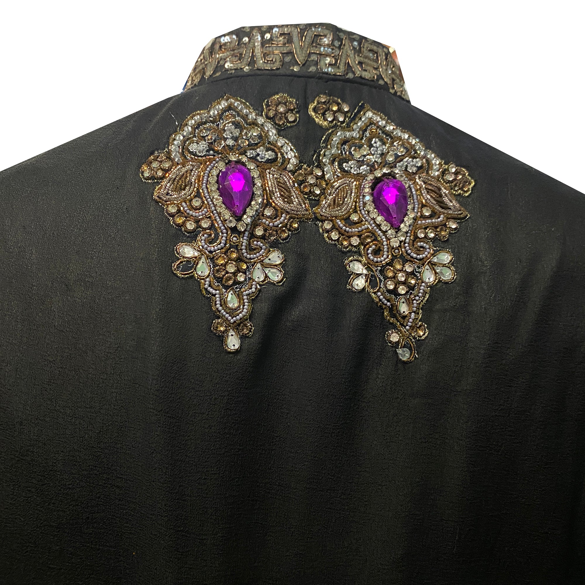 Black Sun Sherwani with Hand Beading - Vintage India NYC