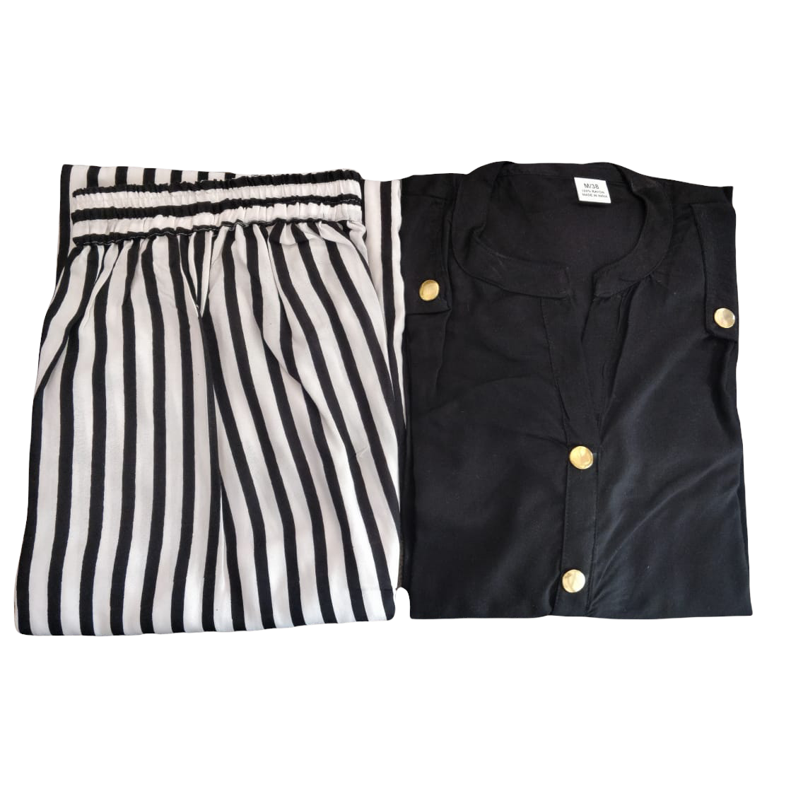 Straight Kurta with Stripe Pant -2 Colors - Vintage India NYC
