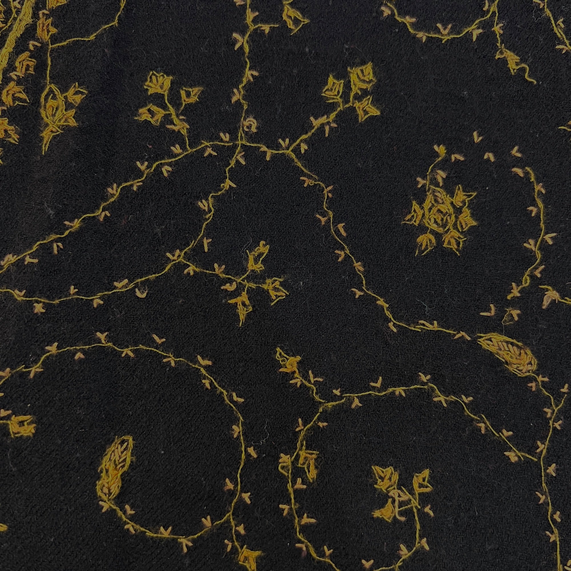 Black Embroidered Woolen Shawl - Vintage India NYC