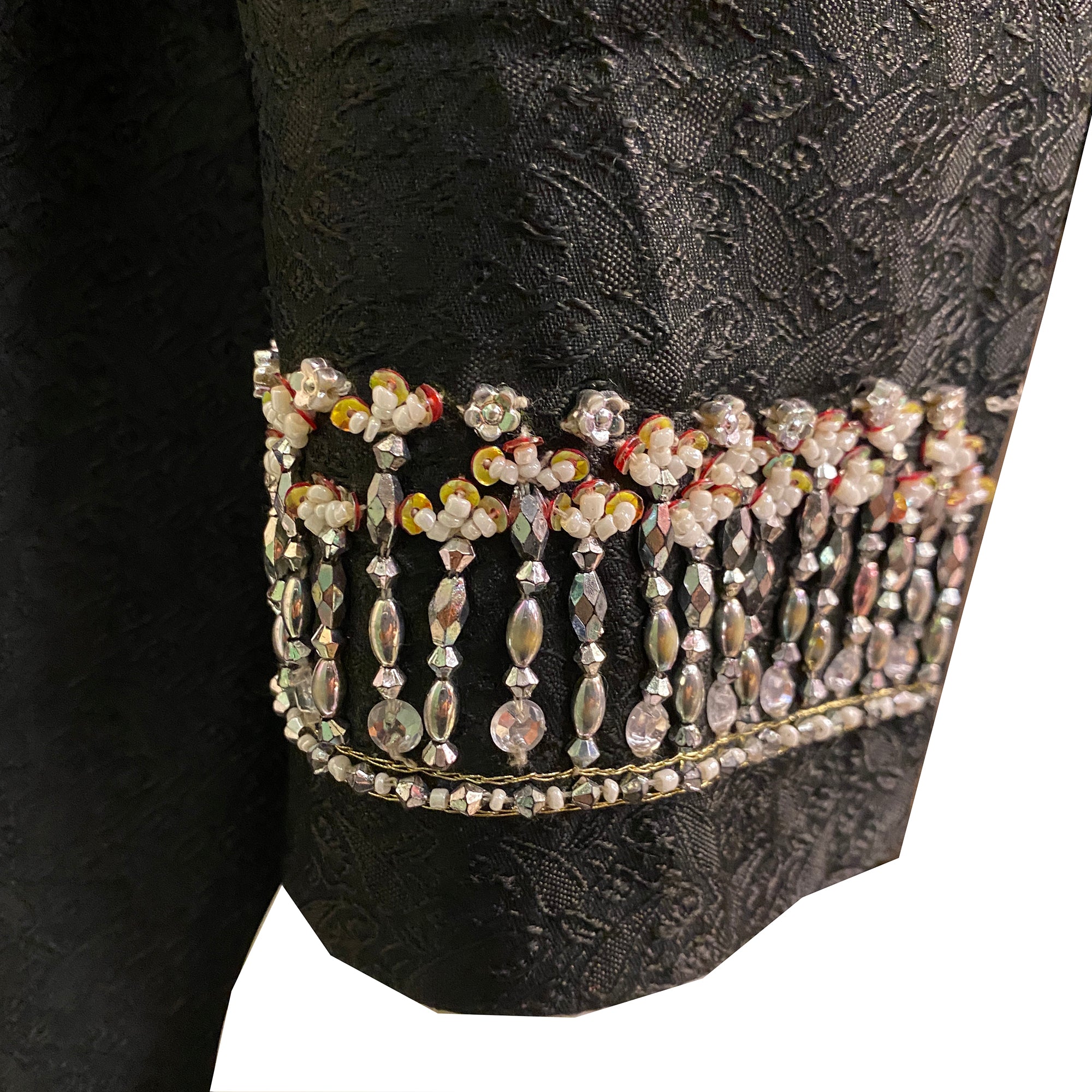 Black Sun Sherwani with Hand Beading - Vintage India NYC