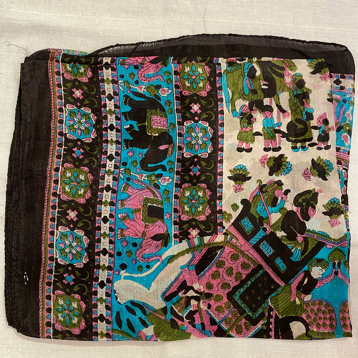 Elephant Print Silk Scarves - Vintage India NYC