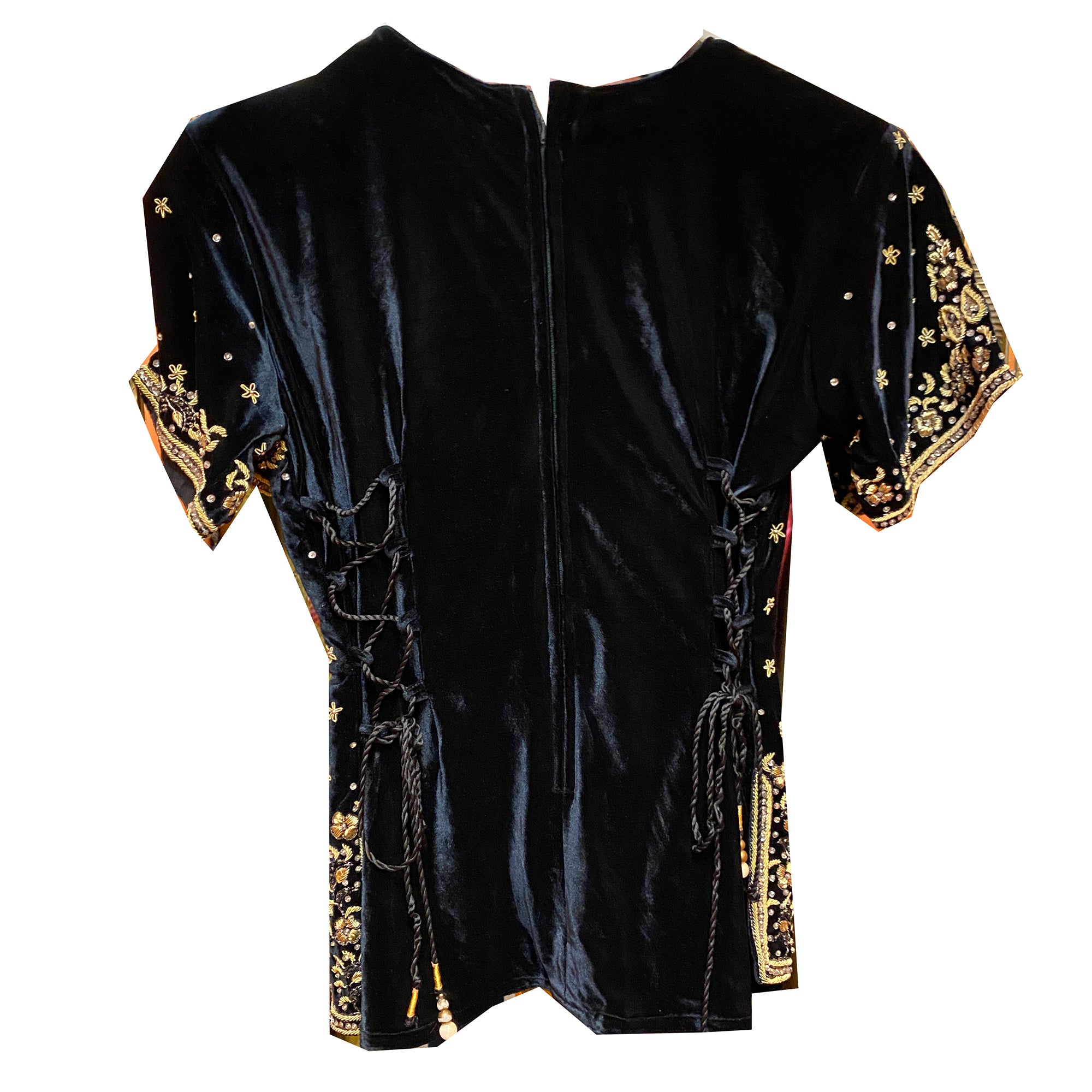 Black Velvet Top with Zardosi Embroidery - Vintage India NYC