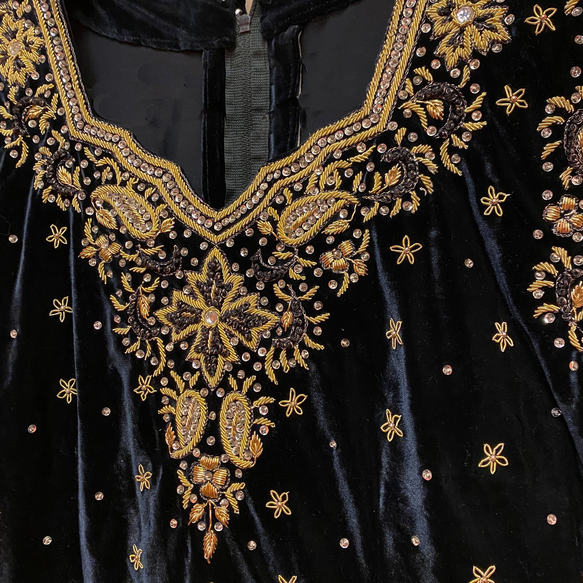 Black Velvet Top with Zardosi Embroidery - Vintage India NYC