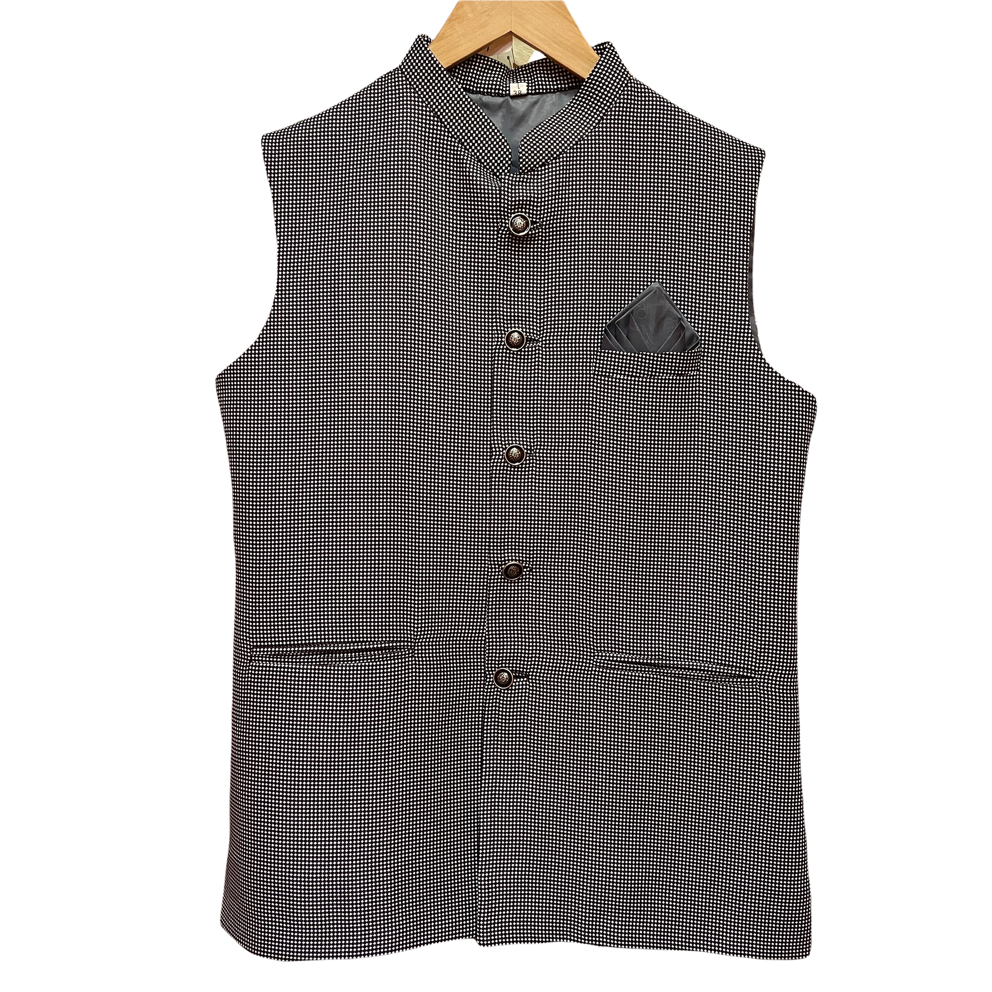 Black & White Checkered Vest - Vintage India NYC