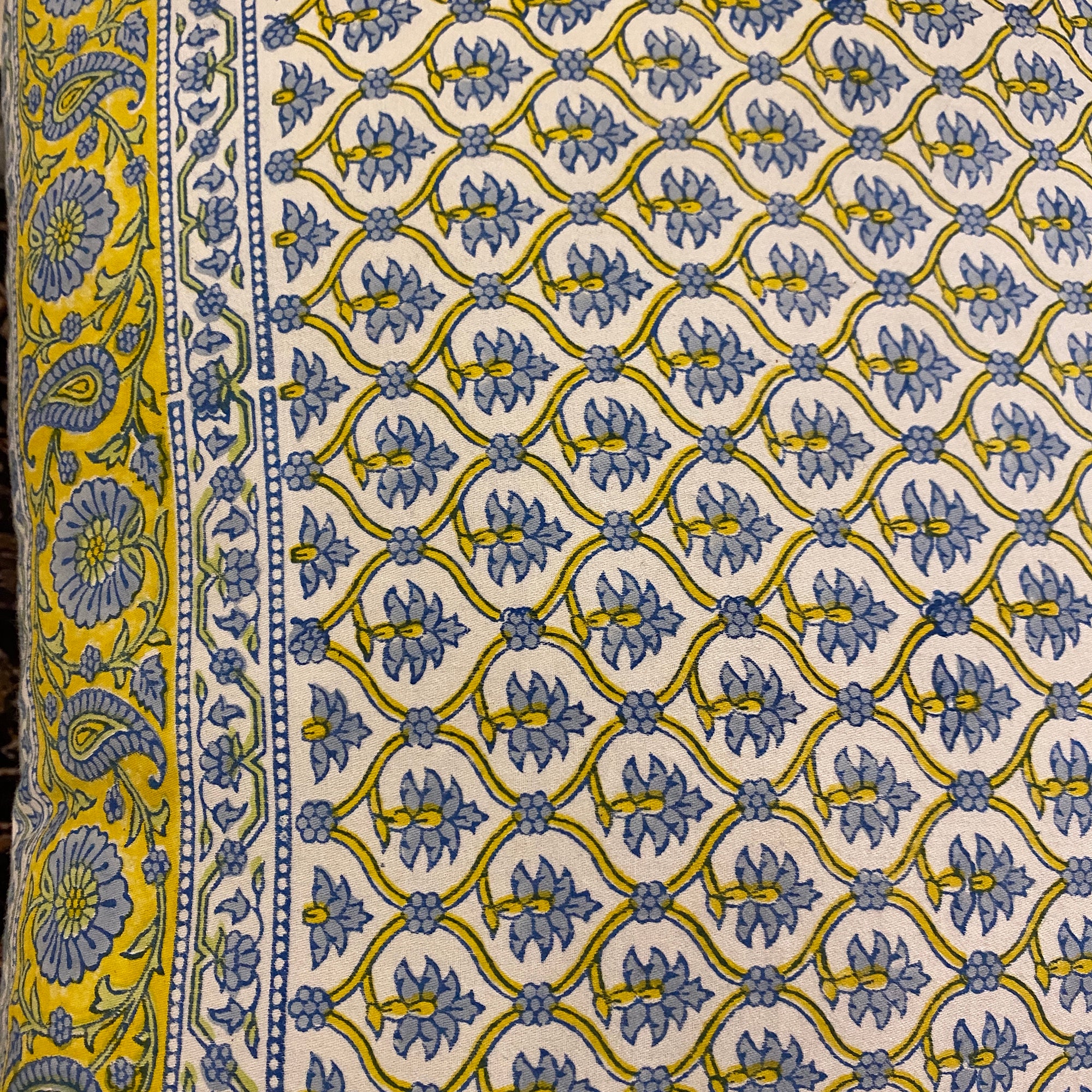 Provencal Block Print Pillow Cover 24x24 - Vintage India NYC