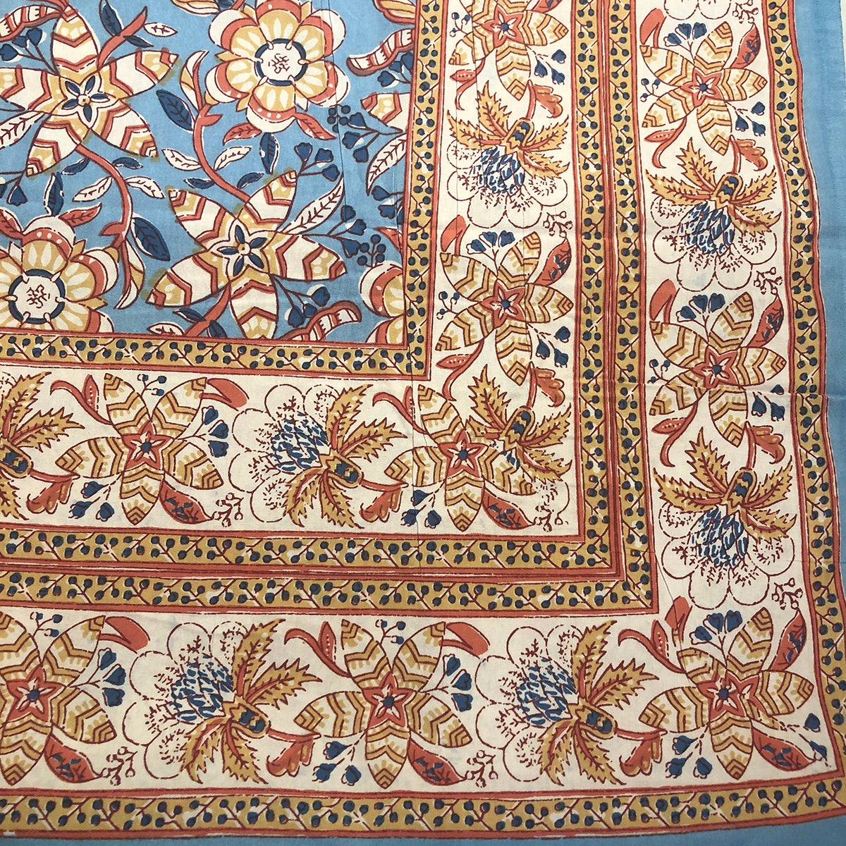 BR Blue Block Print Bedcover Collection - Vintage India NYC