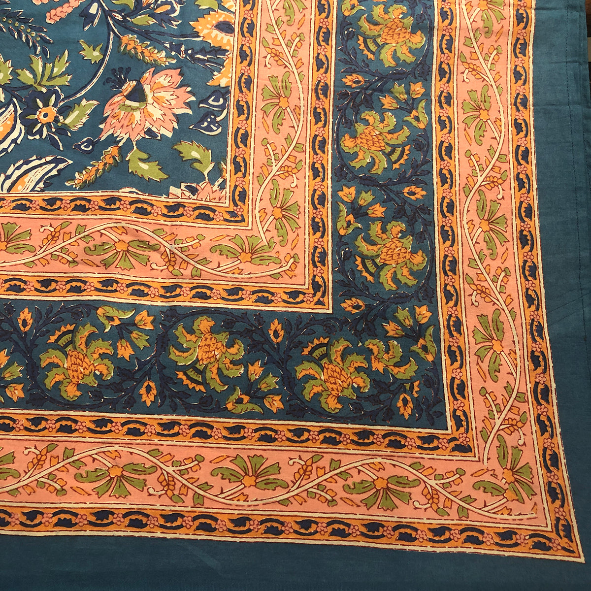 BR Blue Block Print Bedcover Collection - Vintage India NYC