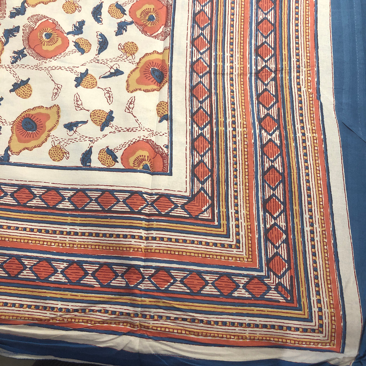 BR Blue Block Print Bedcover Collection - Vintage India NYC