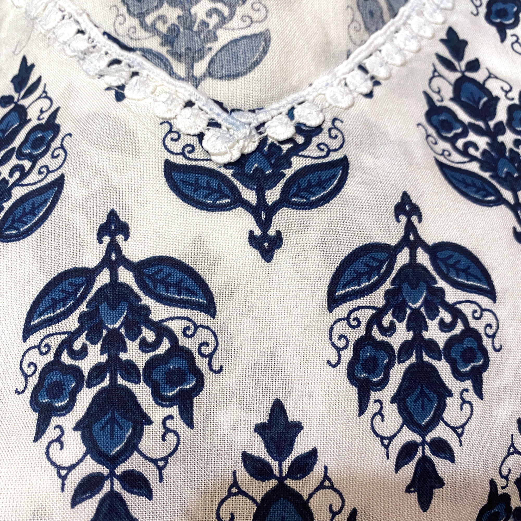 Blue and White Print Kurta Set - Vintage India NYC
