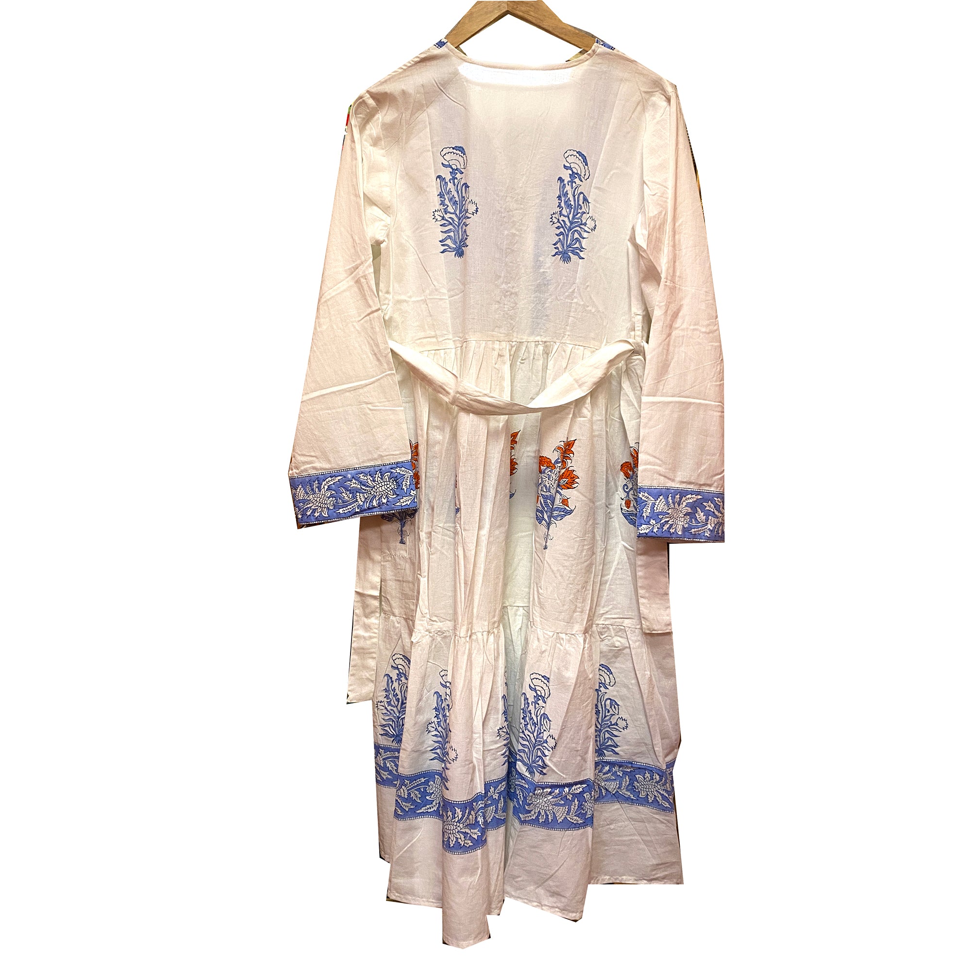 Blue & White Blockprint Dress - Vintage India NYC