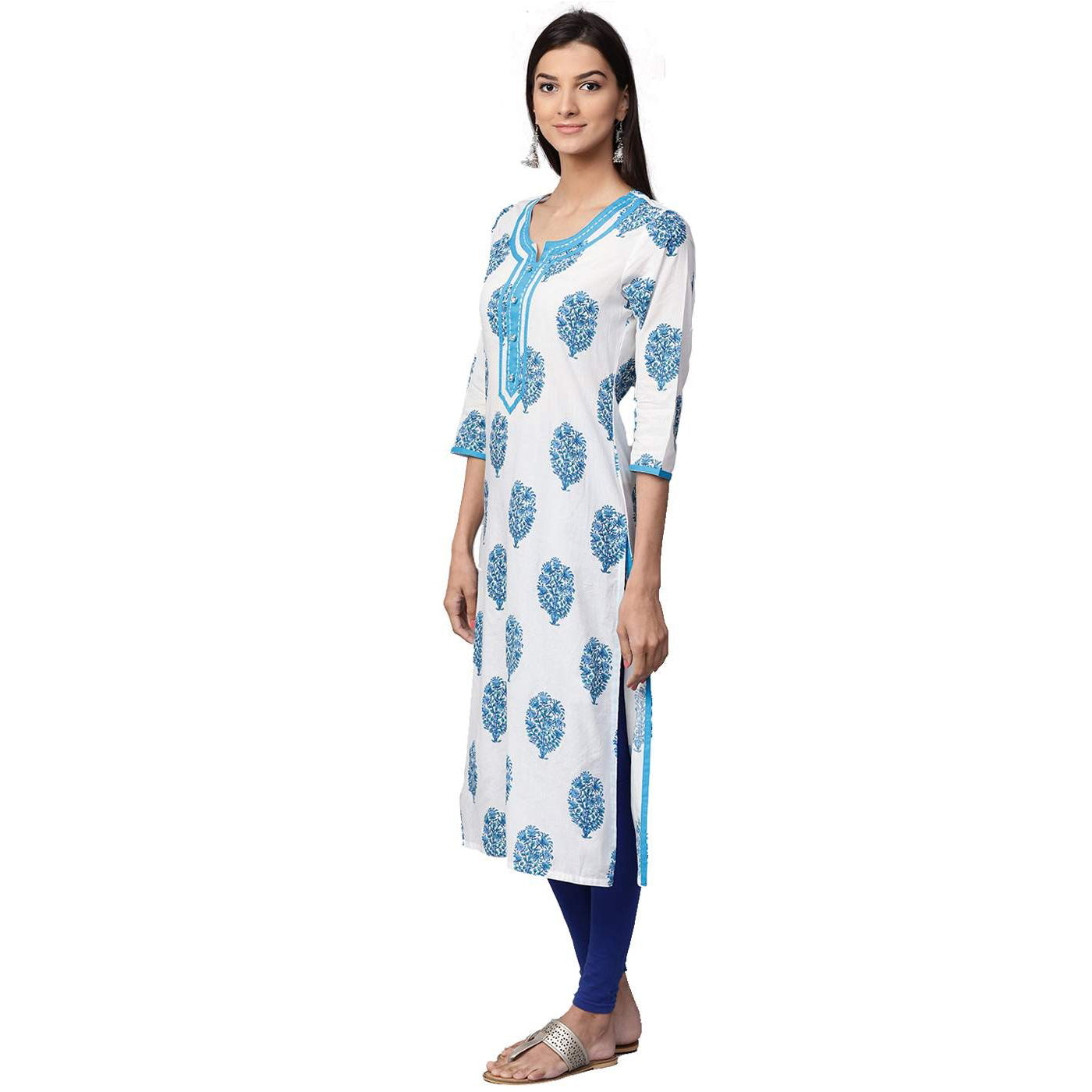 JK Turquoise Blockprint Kurta - Vintage India NYC