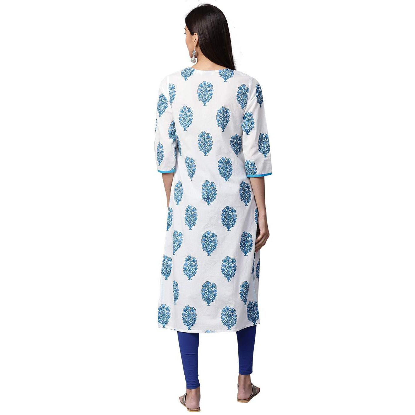 JK Turquoise Blockprint Kurta - Vintage India NYC