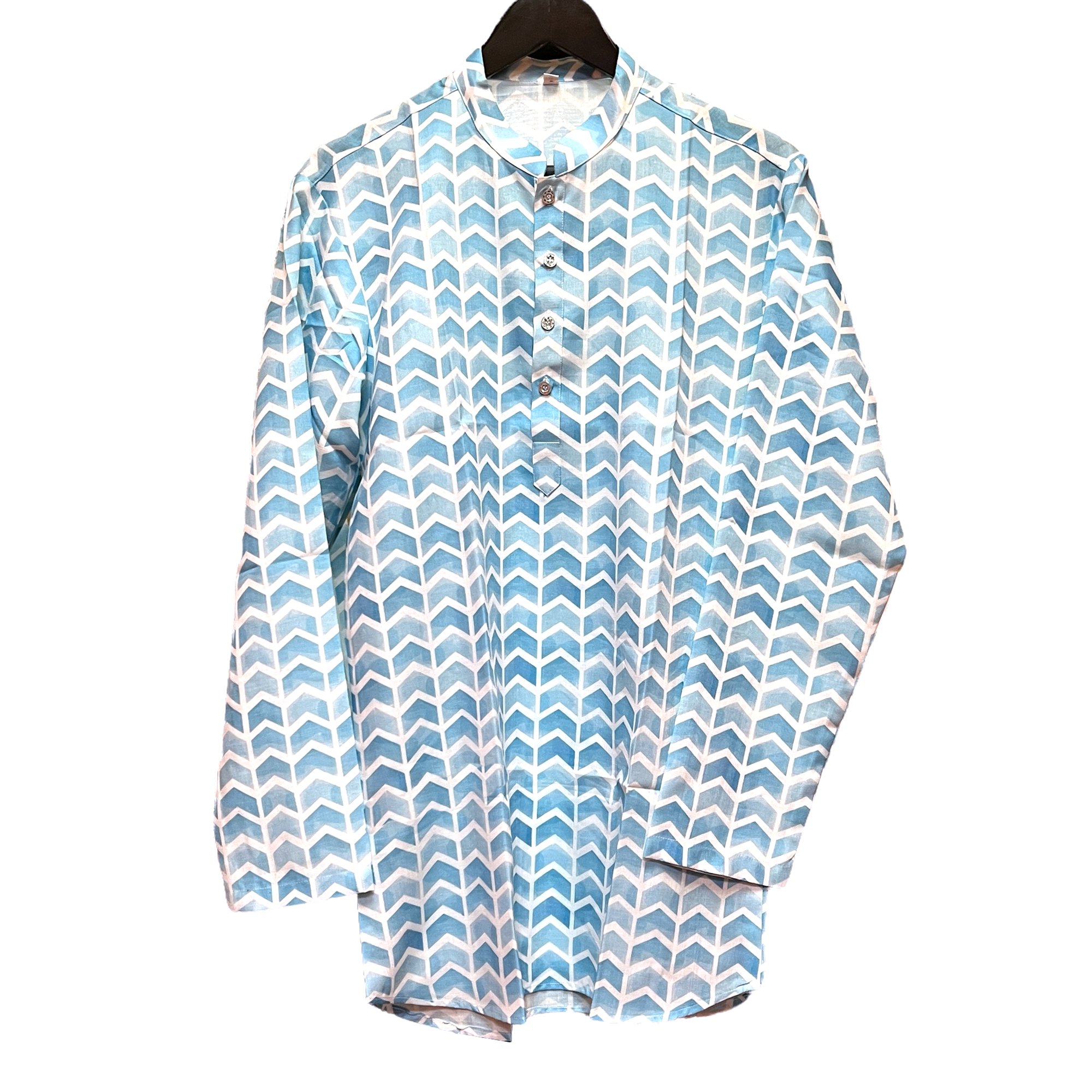 YD Blue Print Short Kurta - Vintage India NYC