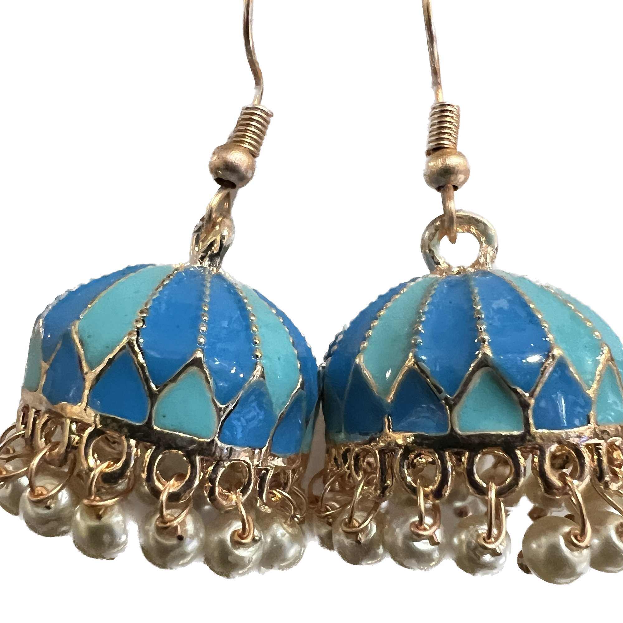 Blue Enamel Jhumki Earrings- Many Styles - Vintage India NYC
