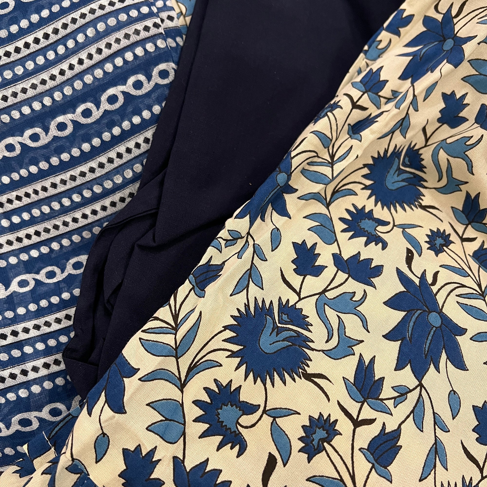 Blue Floral Anarkali Set-Size 40 & 42 - Vintage India NYC