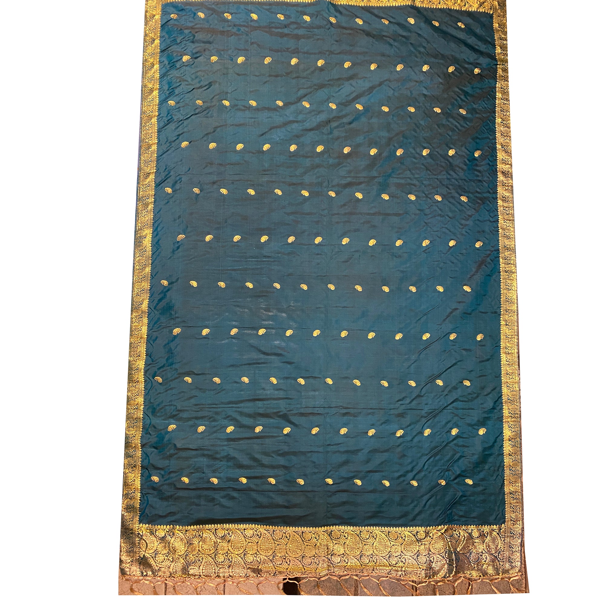 Handwoven Pure Silk and Gold Zari Dupatta Stoles-Many Colors - Vintage India NYC