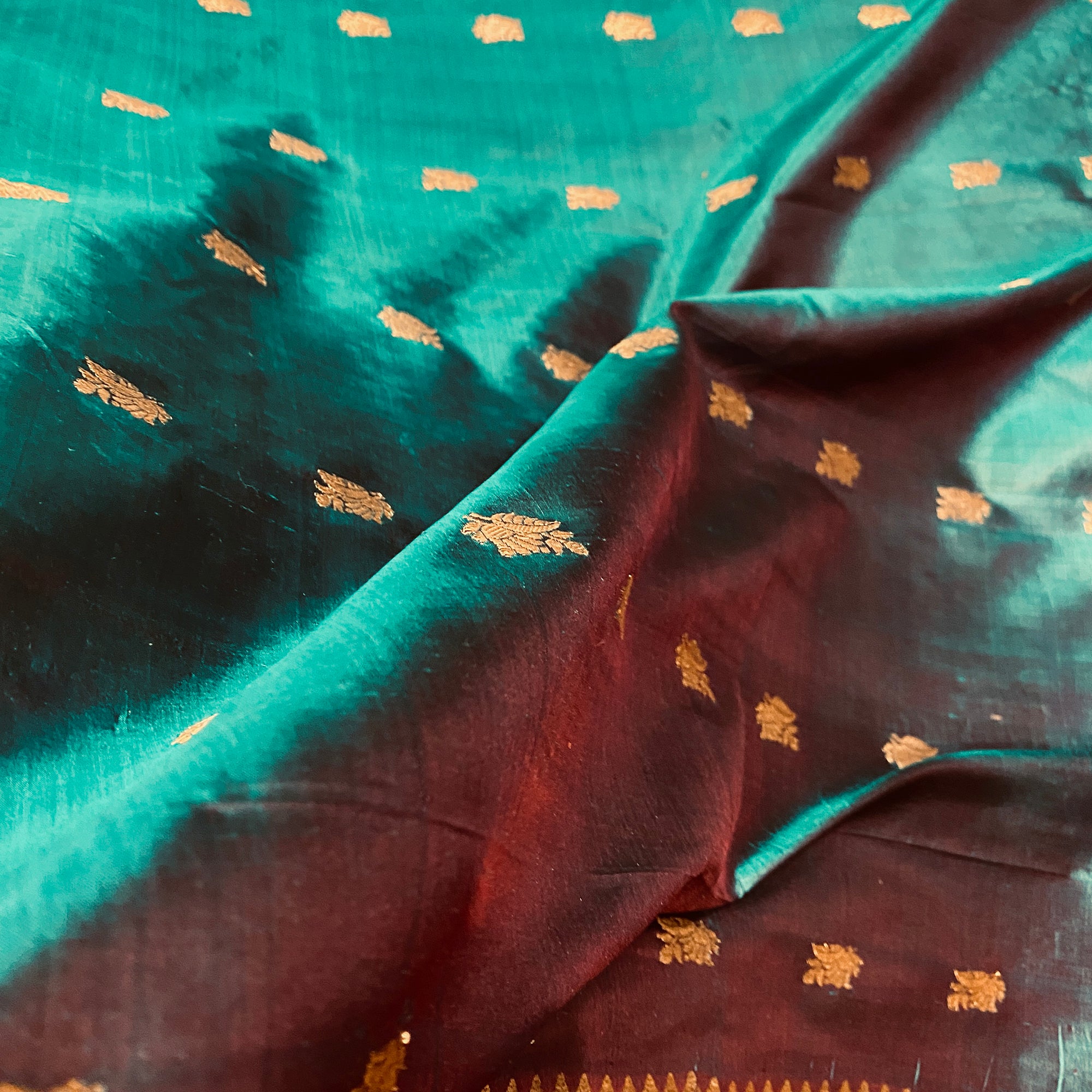 Handwoven Pure Silk and Gold Zari Dupatta Stoles-Many Colors - Vintage India NYC