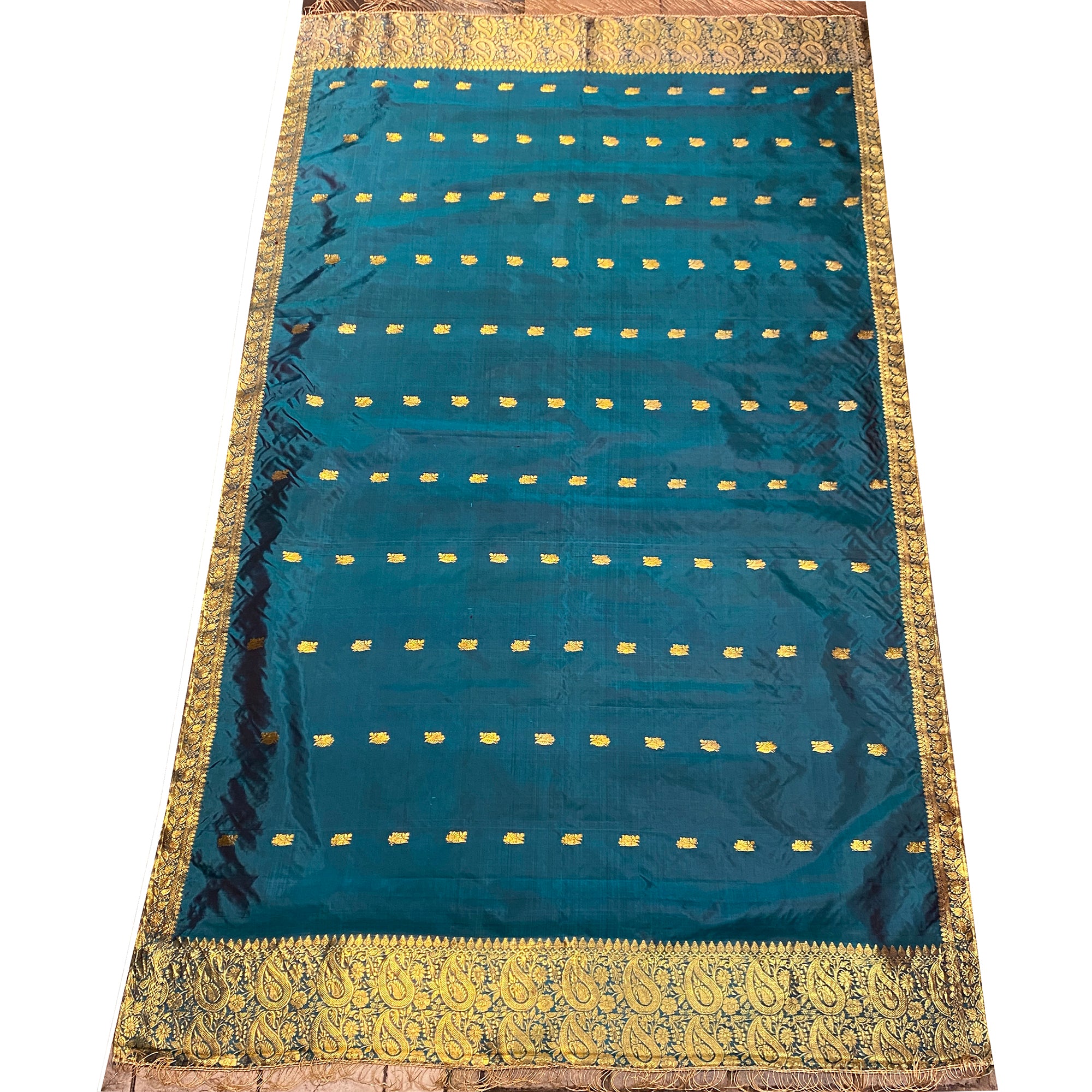 Handwoven Pure Silk and Gold Zari Dupatta Stoles-Many Colors - Vintage India NYC