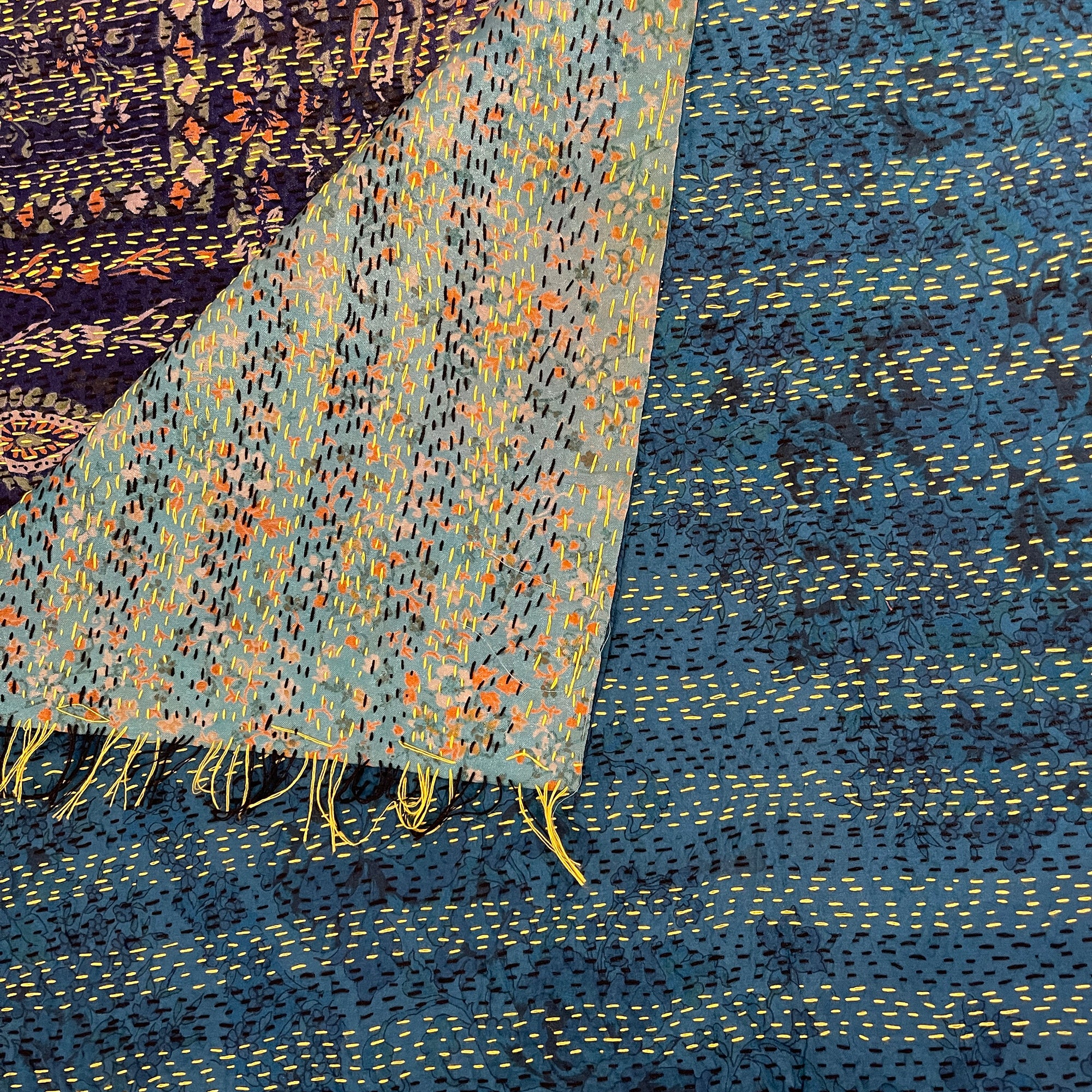 Silk Kantha Stoles - Vintage India NYC
