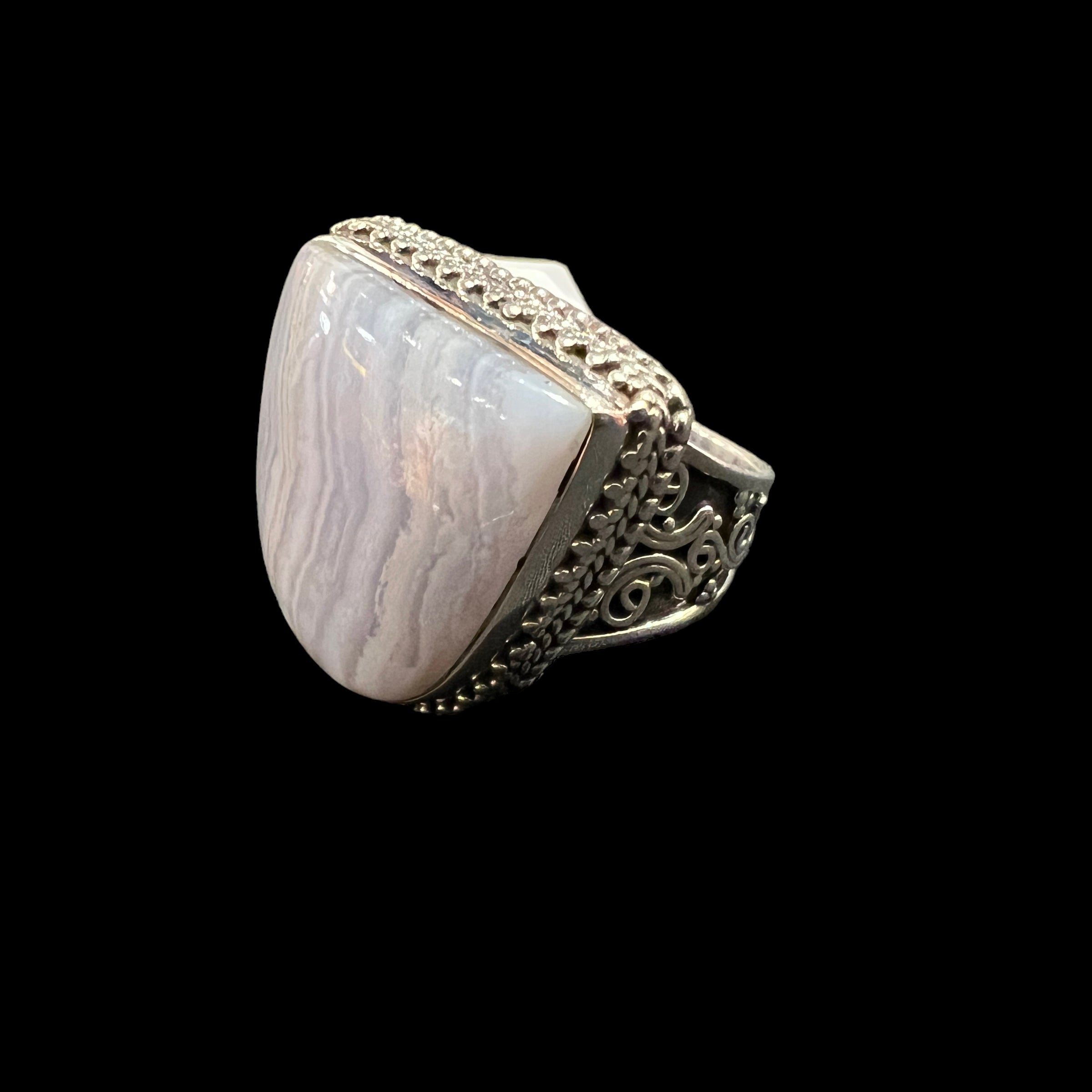 CT Medium Silver Stone Rings 3 - Vintage India NYC