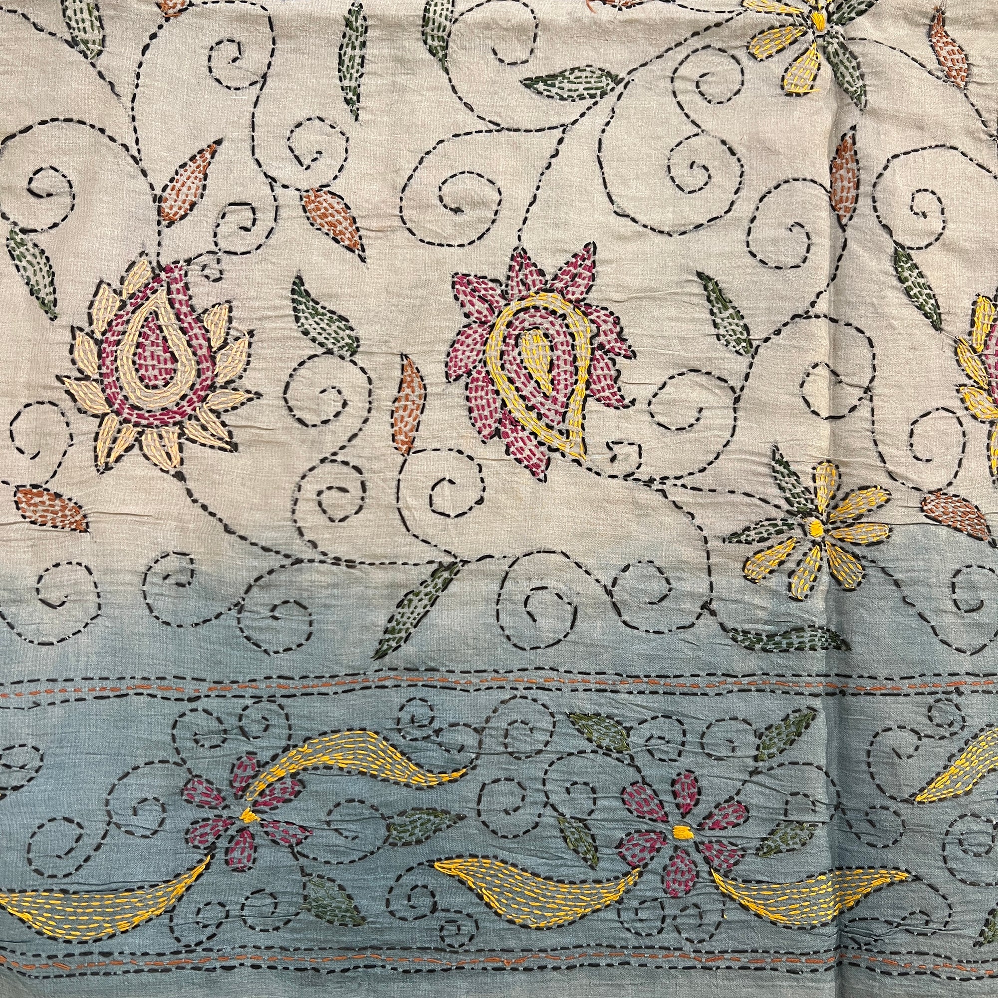 Ombre Kantha Saree - Vintage India NYC