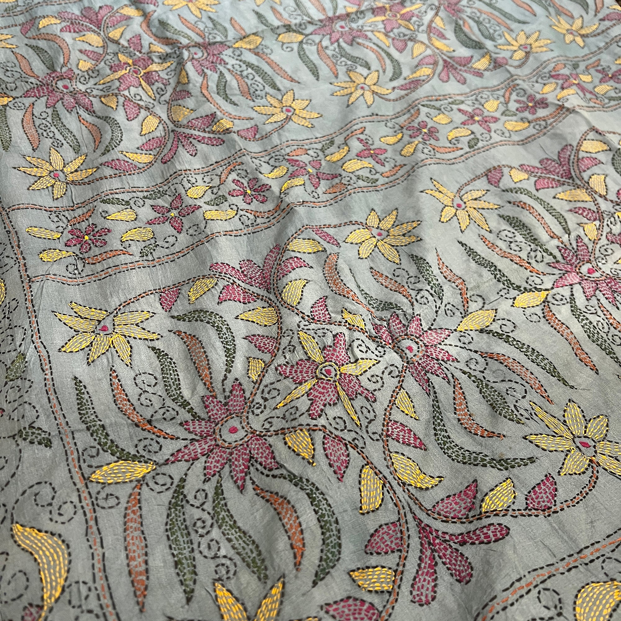 Ombre Kantha Saree - Vintage India NYC