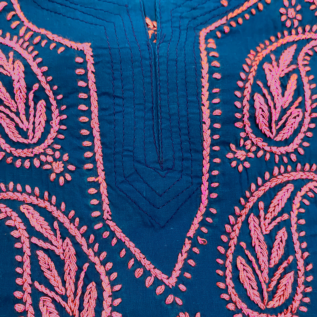 AR Short Embroidered Cotton Tunic Kurti-XS - Vintage India NYC