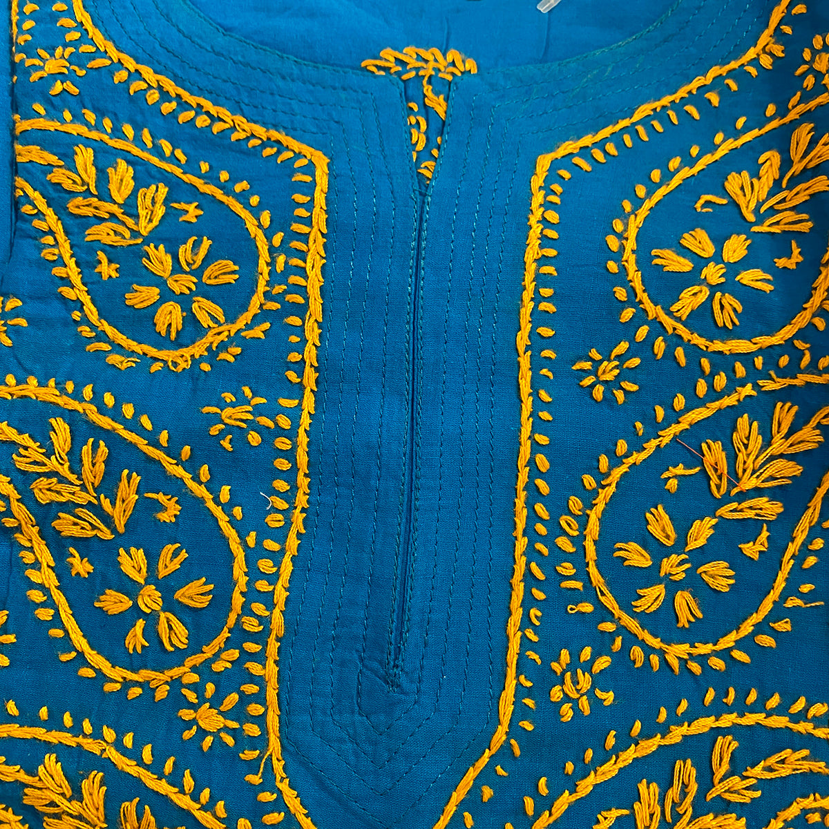 AR Long Embroidered Cotton Tunic Kurtis - M - Vintage India NYC