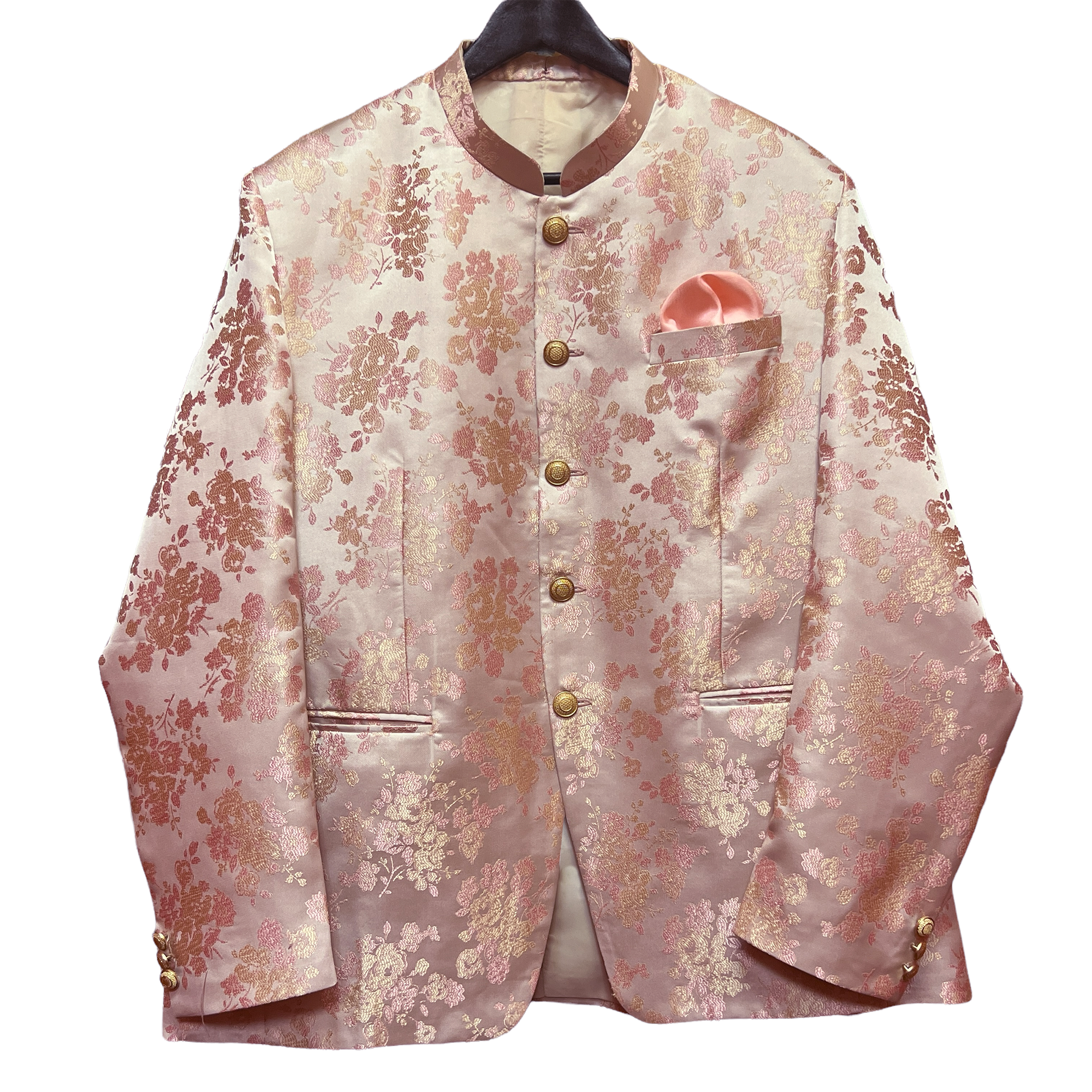 YD Blush Floral Jodhpuri Jacket-Size 46 - Vintage India NYC