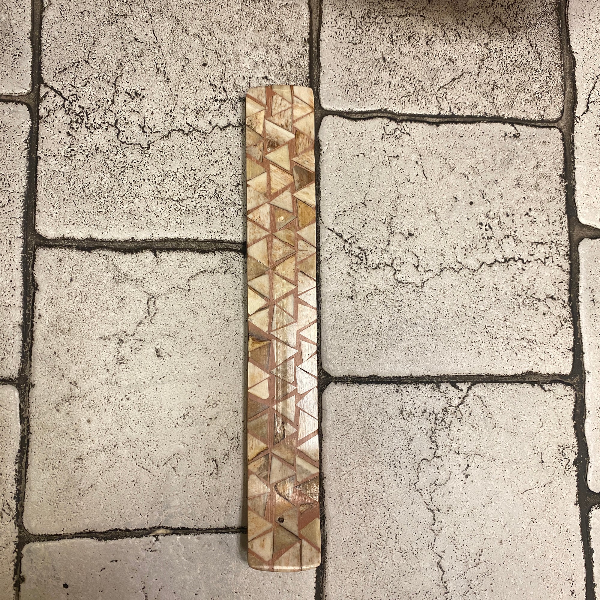 Bone & Wood Mosaic Incense Holder - Vintage India NYC