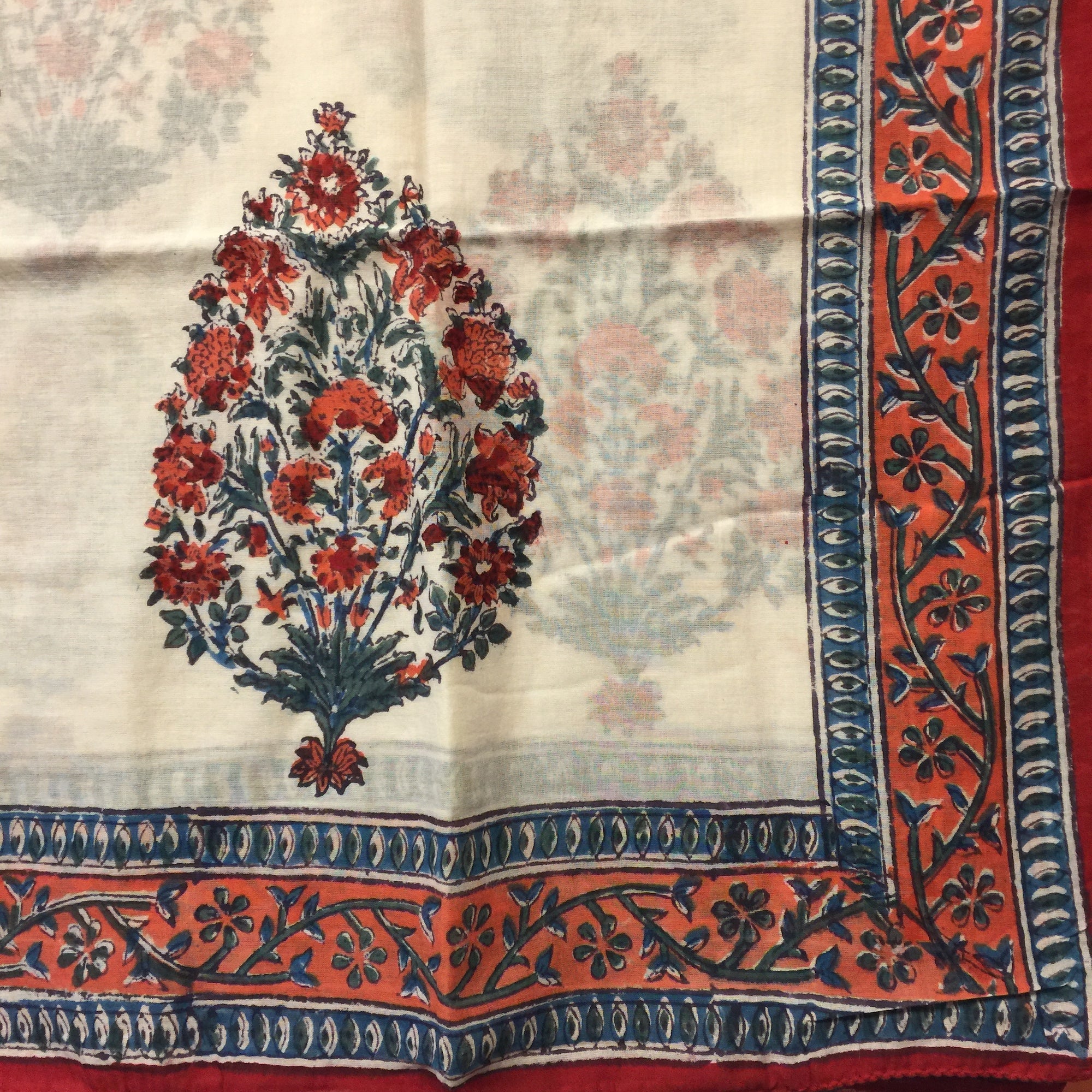 Botanical Mughal Block Print Sarongs/Scarves - Vintage India NYC