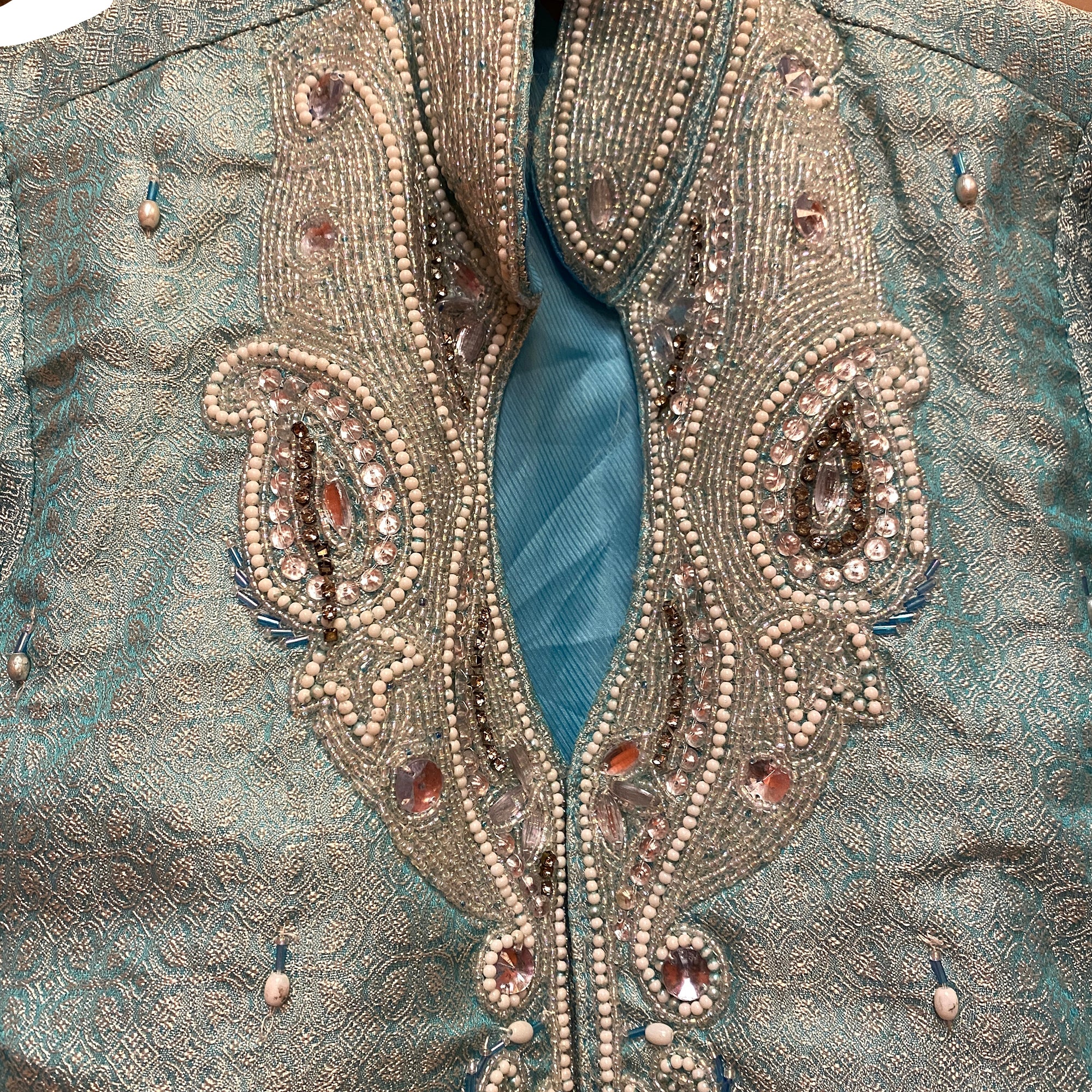 Boys Aqua Sherwani-6-7 yr - Vintage India NYC