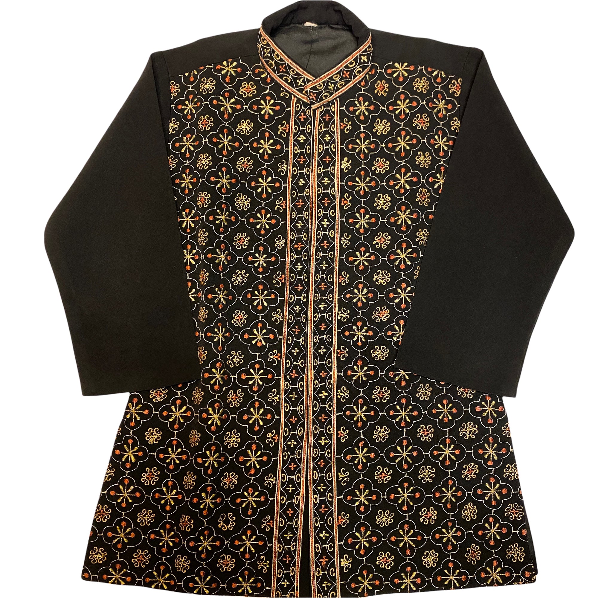 Boys Black Embroidered Sherwani - Vintage India NYC