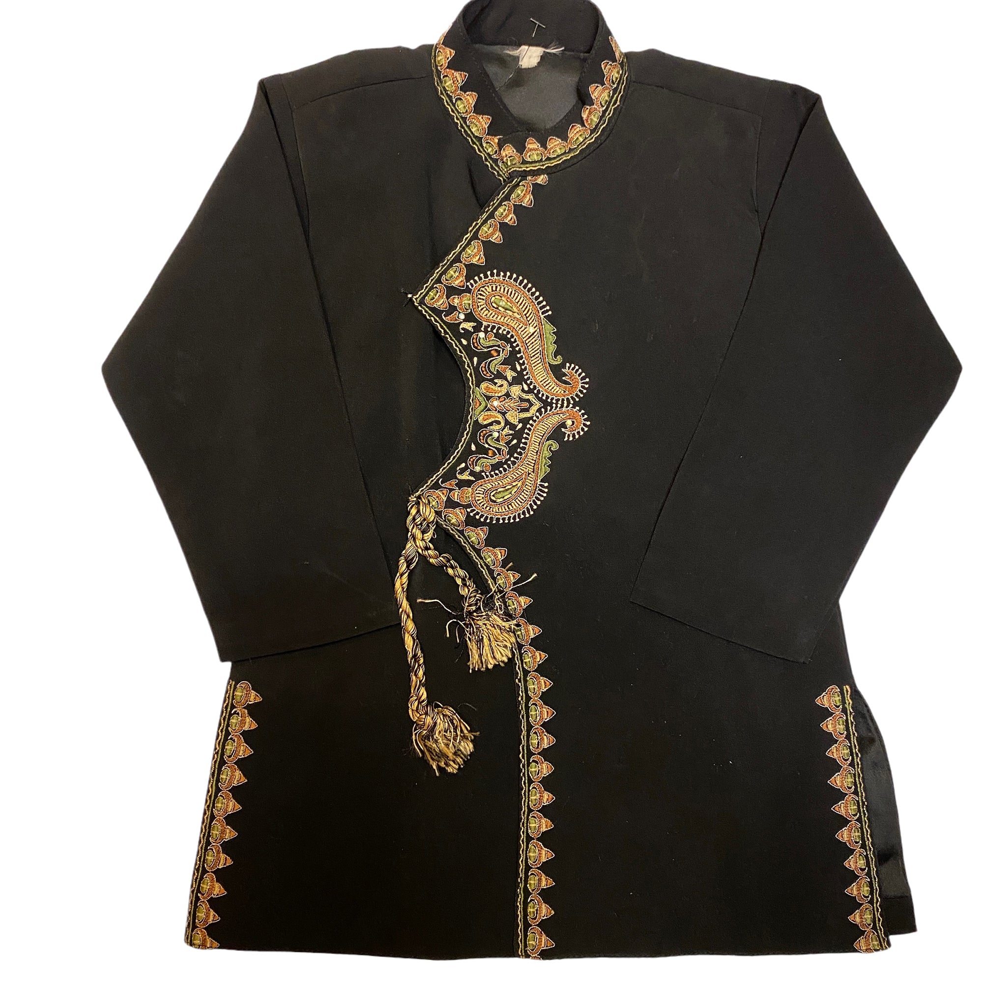 Boys Black Angrakha Sherwani - Vintage India NYC