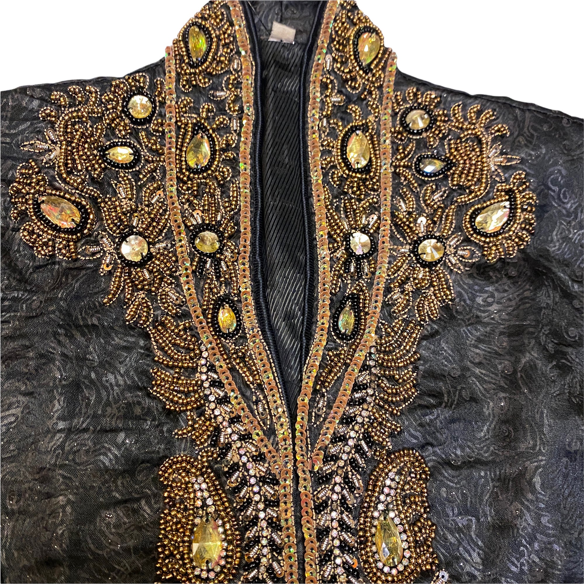 Boys Black Heavy Embroidered Sherwani - Vintage India NYC