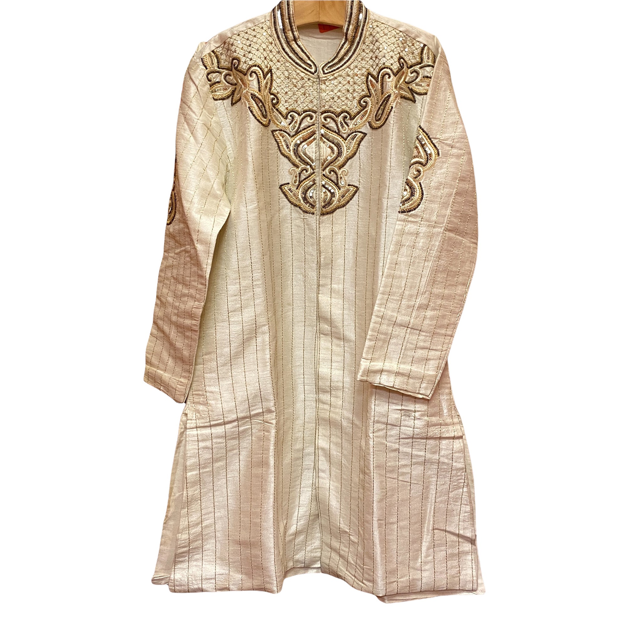 Boys Ivory & Gold Sherwani-8-9 yr - Vintage India NYC