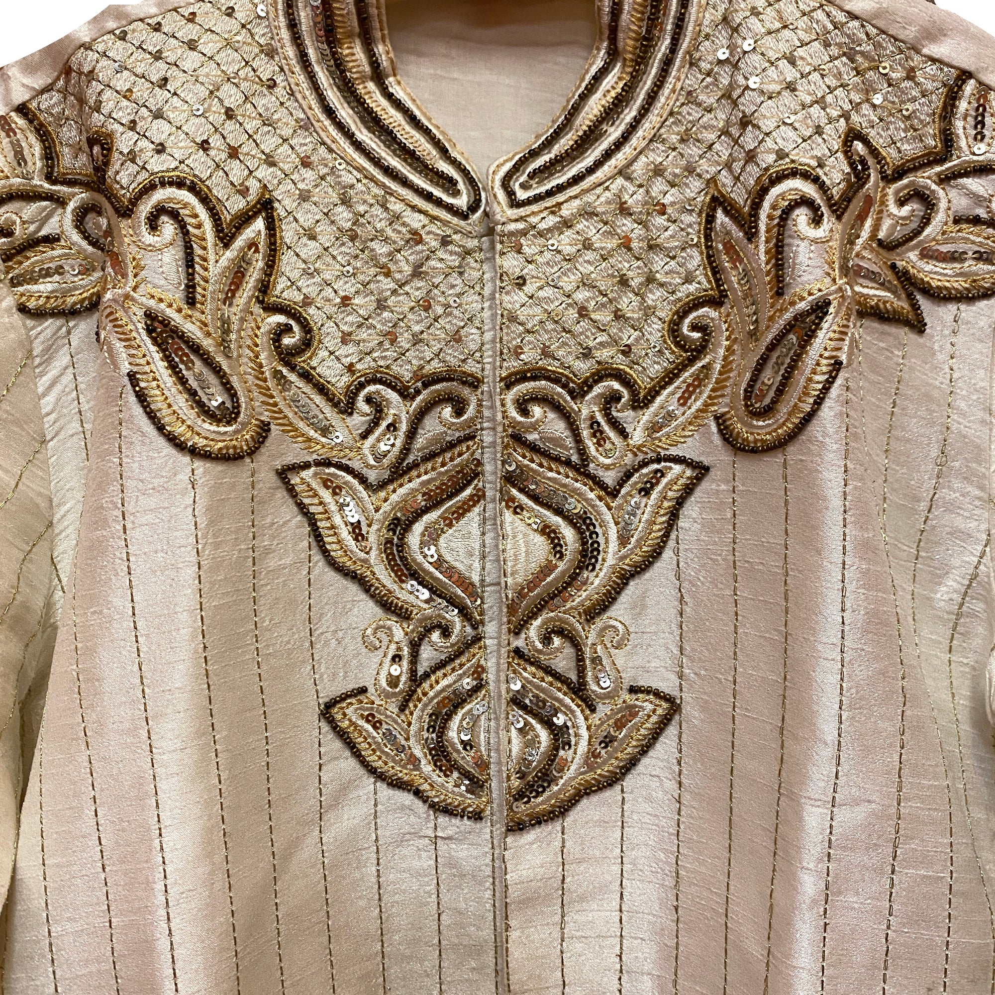 Boys Ivory & Gold Sherwani-8-9 yr - Vintage India NYC