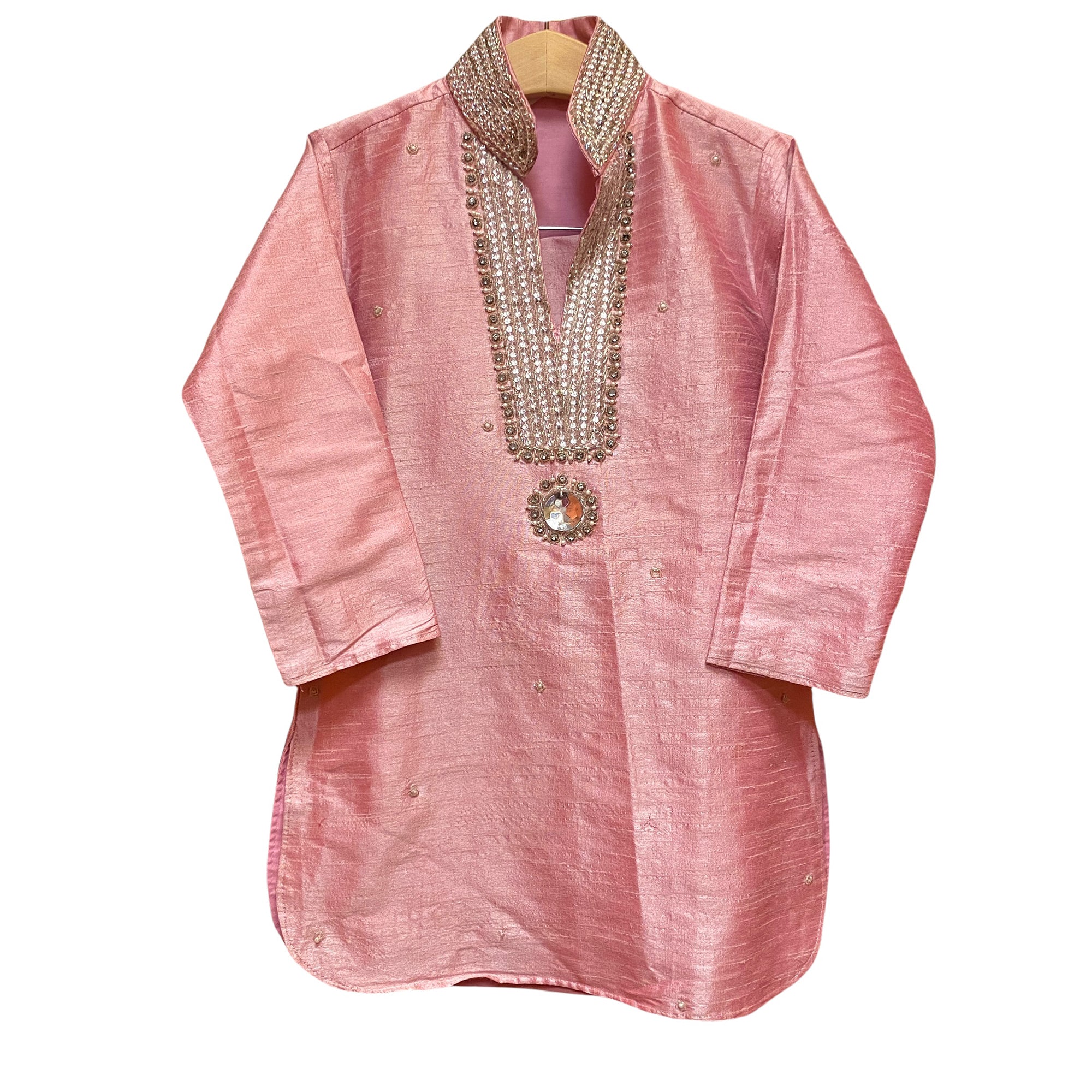 Boys Pink Silk Kurta - Vintage India NYC