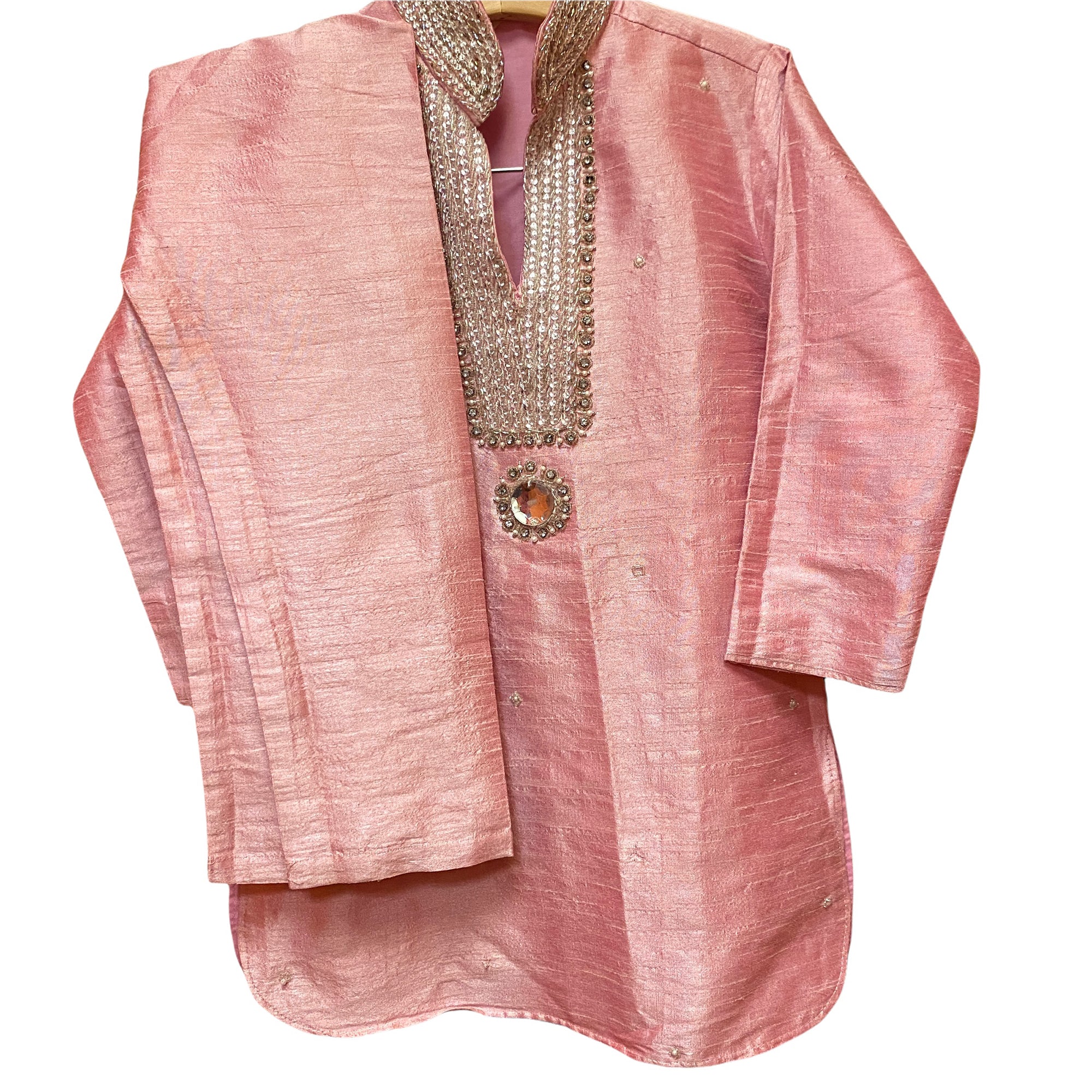 Boys Pink Silk Kurta - Vintage India NYC