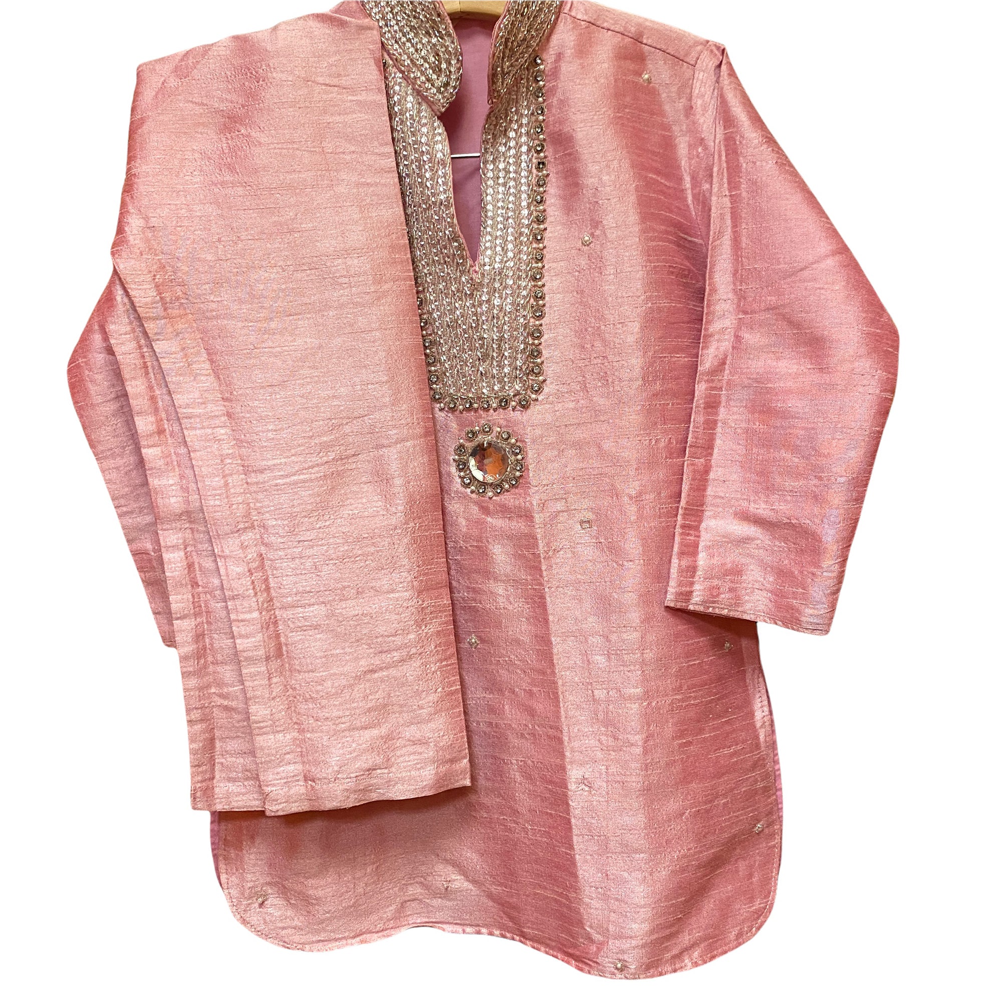 Boys Pink Silk Kurta - Vintage India NYC